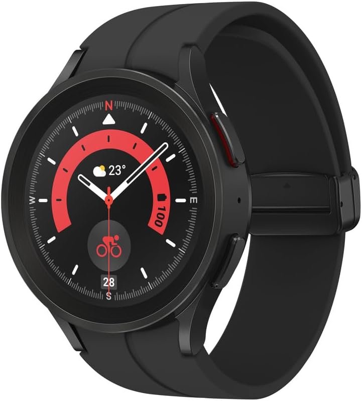 SAMSUNG Galaxy Watch 5 Pro (45mm,WIFI + 4G LTE) 1.4” Super AMOLED Smartwatch GPS Bluetooth with Sleep Coaching,Bioactive Sensor,Water Resistant R925U (Fast Charger Bundle,Black Titanium) (Renewed)