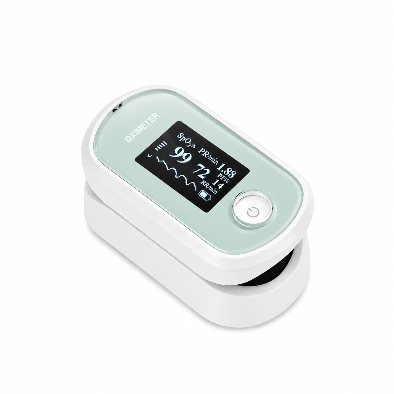 pulse Oximeter with Respiration, Fingertip Blood oxygen saturation with Pulse rate Monitor, Finger Pulse Ox SpO2 PR PI, Portable for Home & Sports