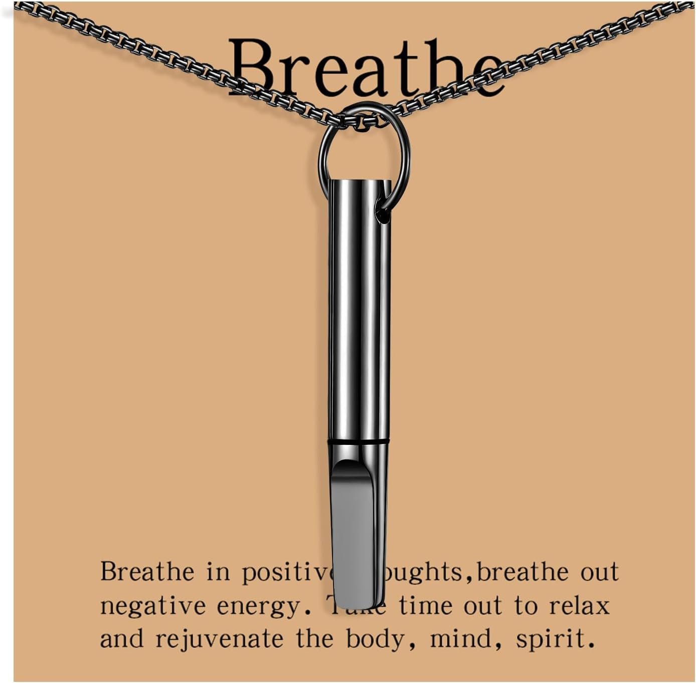 Quit Smoking Necklace, Anxiety Relief Breathing Inhaler with Essential Oil Pad – Aromatherapy Diffuser Pendant for Smokers, Stainless Steel Necklace for Women & Men