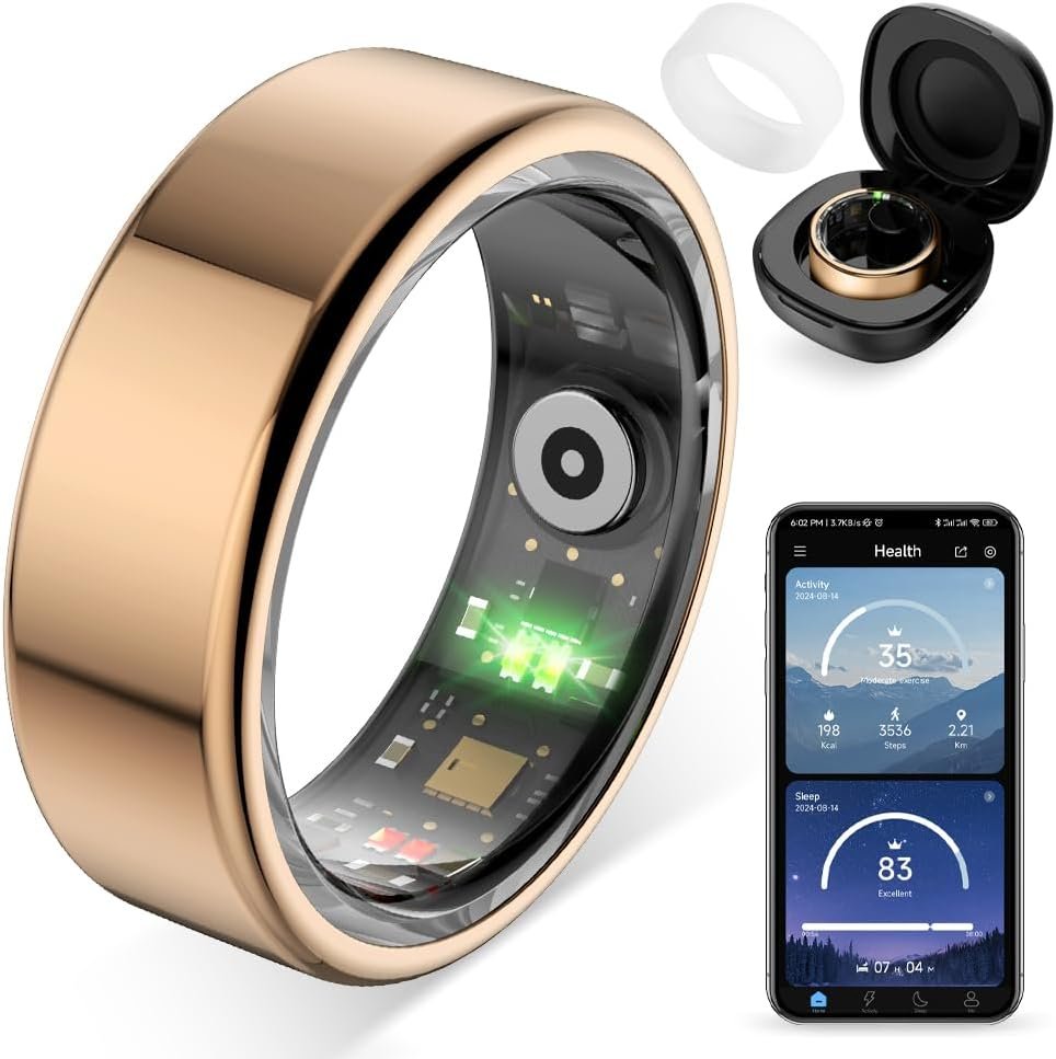 COLMI R02 Smart Ring for Women, Health Tracker & 5ATM. (Rose Gold, 8#) | No Subscription Fee & Skin Temperature, Heart Rate, Blood Oxygen, Sleep Health Monitoring, Sports Tracking, Menstrual Cycle.