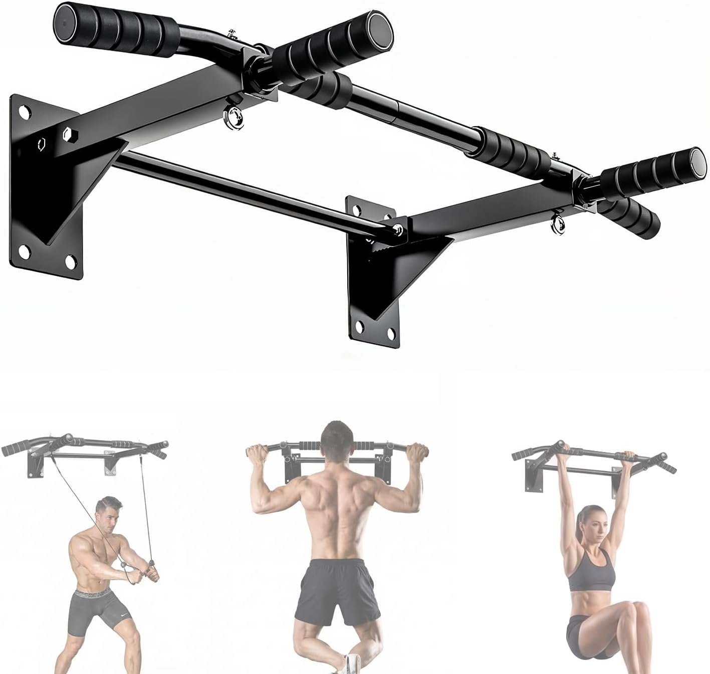 Pull Up Bar Wall Mounted – Multifunctional Wall Mounted Pull Up Bar for Home Gym