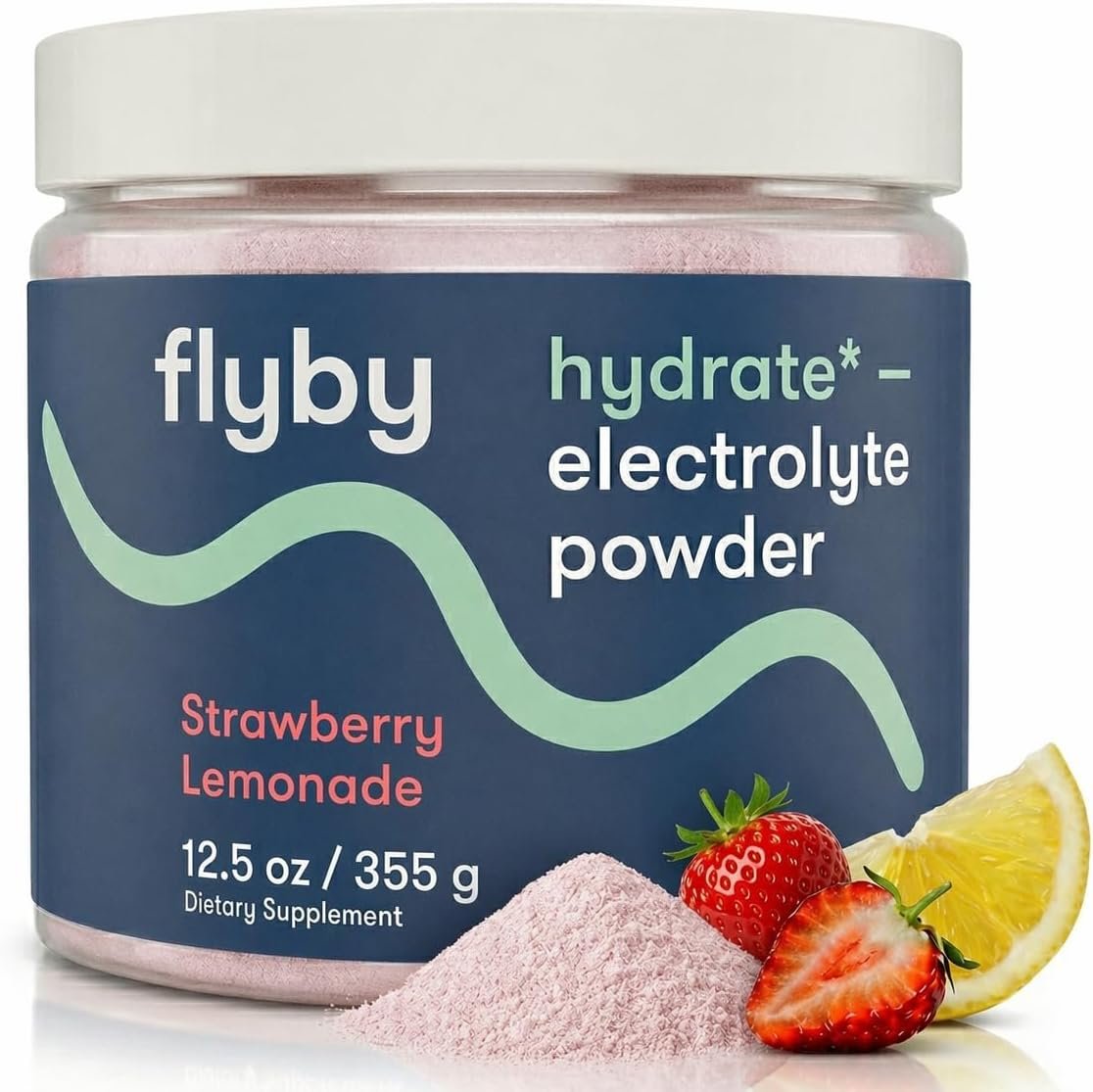 Flyby Electrolytes Powder [ No Added Sugar: Naturally Sweetened ] Contains Potassium, Aquamin™ Calcium & Magnesium, Sea Salt Sodium, Full Spectrum 72 Trace Minerals – Strawberry Lemonade | Naturally Sweetened, No Calories. Potassium, Aquamin Calcium, Magnesium & Sea Salt Sodium. 72 Trace Minerals.