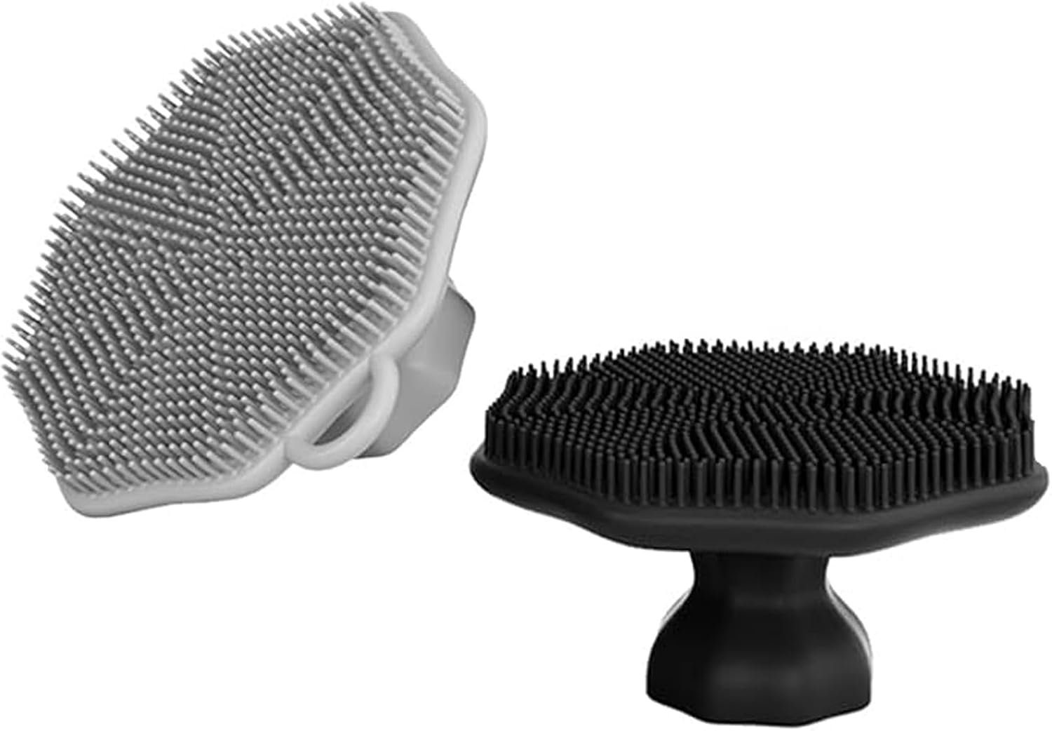 2 Pack Silicone Face Scrubber for Men and Women Manual Facial Cleansing Brush, Food Grade Silicone Face Wash Brush,Gentle Exfoliating Pore Cleansing Skincare Tool(Black and Gray