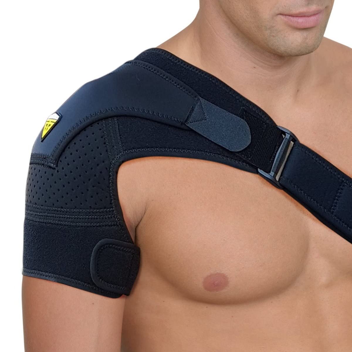 FIGHTECH Rotator Cuff Shoulder Brace for Men and Women – 4 Sizes – Shoulder Support – Pain Relief – Black – Large – Fits Most Men Bicep 12-17″