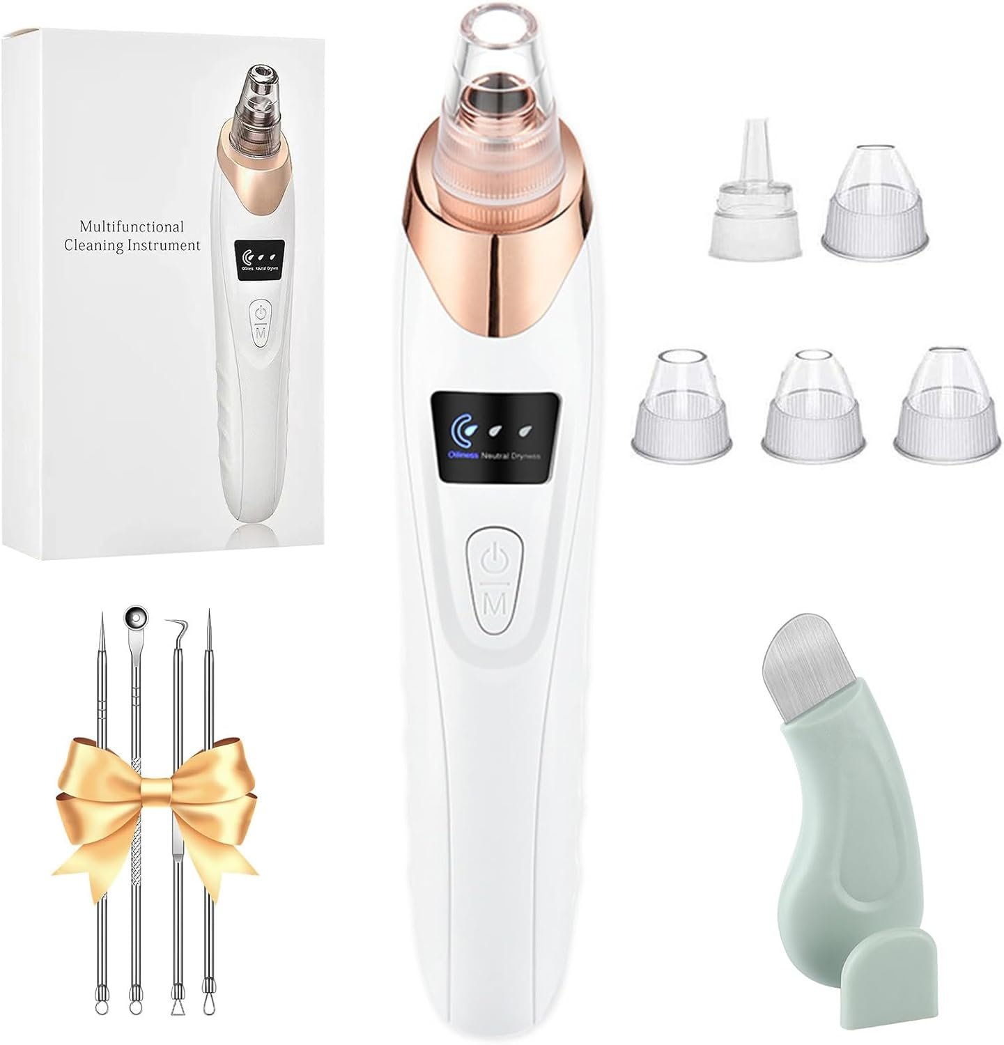 2026 Blackhead Vacuum, Pore Vacuum,Rechargeable Black Head Remover for Face | 3 Adjustable Suction Levels, 5 Replaceable Heads, Blackhead Spatula for Women & Men, Blackhead Remover Vacuum for Deep Clean