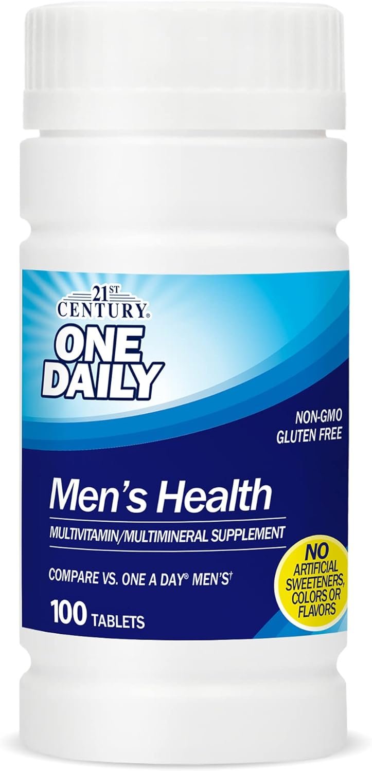 21st Century One Daily Men’s Health Multivitamin Tablets, 100 Count | Complete Daily Multivitamin & Multimineral, Compare VS. One A Day® Men’s, Men with Lycopene, Zinc & Lutein for Heart
