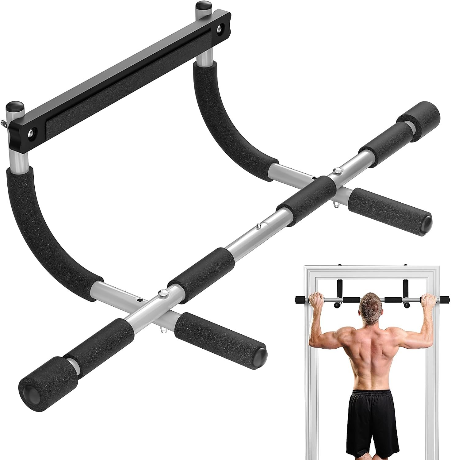 Pull Up Bar for Doorway, Portable Pull-up Bar for Strength Training, Body Fitness Workout Bar With Thickened Steel, Indoor Chin-Up Bar&Upper Body Workout Bar Fitness Trainer for Home and Gym