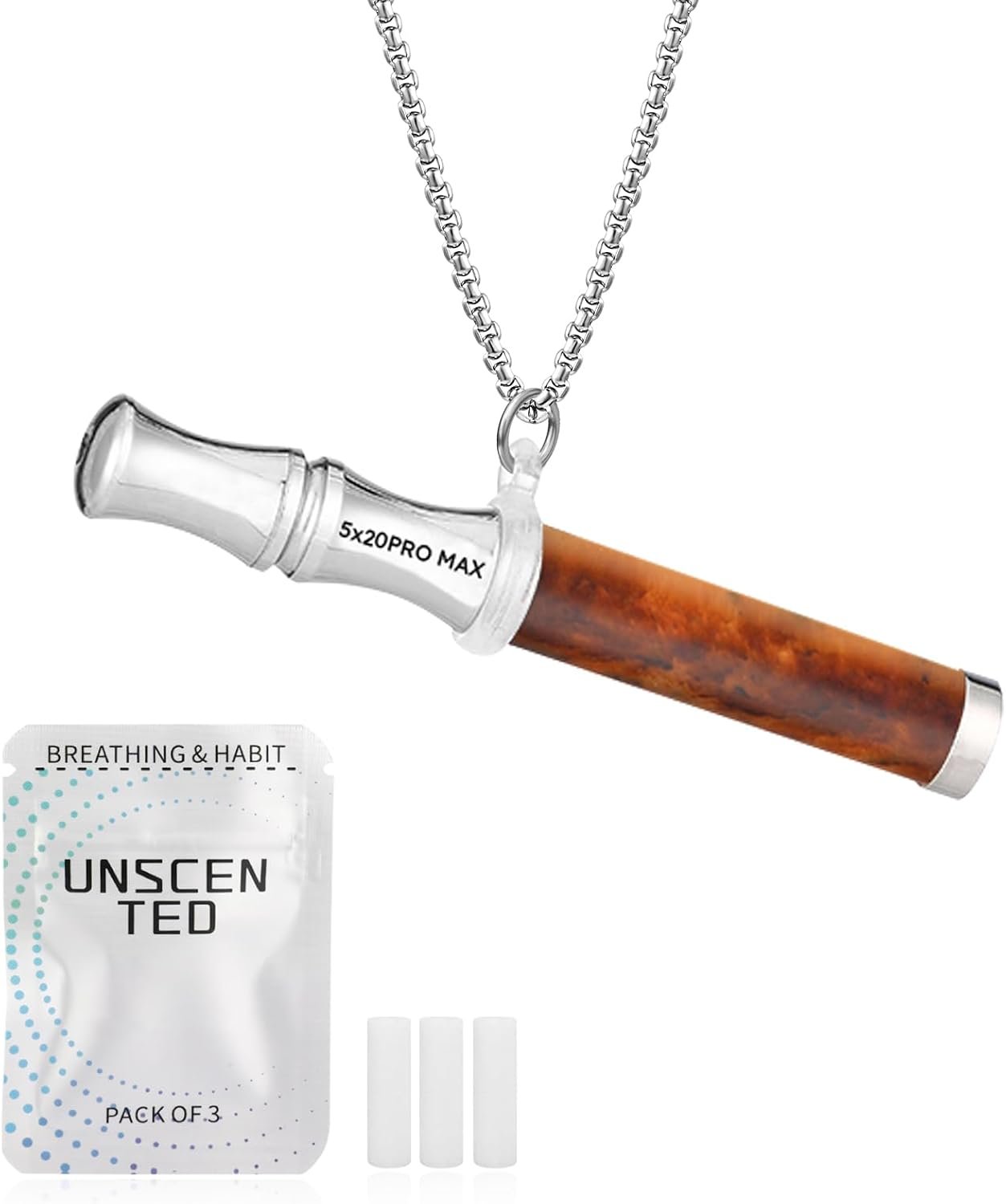 Breathing Necklace with Filter for Anxiety, Natural Stone Breathing Pendant Breathwork Tool for Calm Meditation & Stress Relief, Mindfulness Slow Breathing Trainer Gift for Women Men