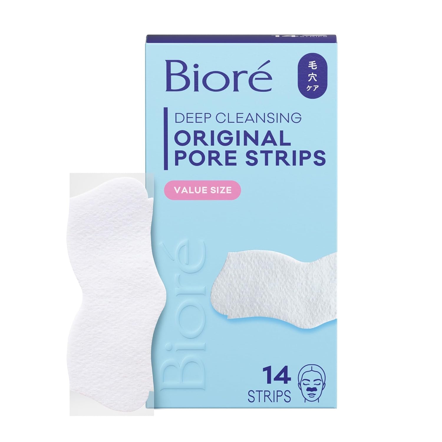 Bioré Original Blackhead Remover Strips, Deep Cleansing Nose Strips With Instant Pore Unclogging, Features C-Bond Technology, Oil-Free, Non-Comedogenic Use, 14 Count | Pore-Unclogging Nose Strips, C-Bond Technology, Oil-Free, Non-Comedogenic, Deep Cleansing Skincare, 14 Strips