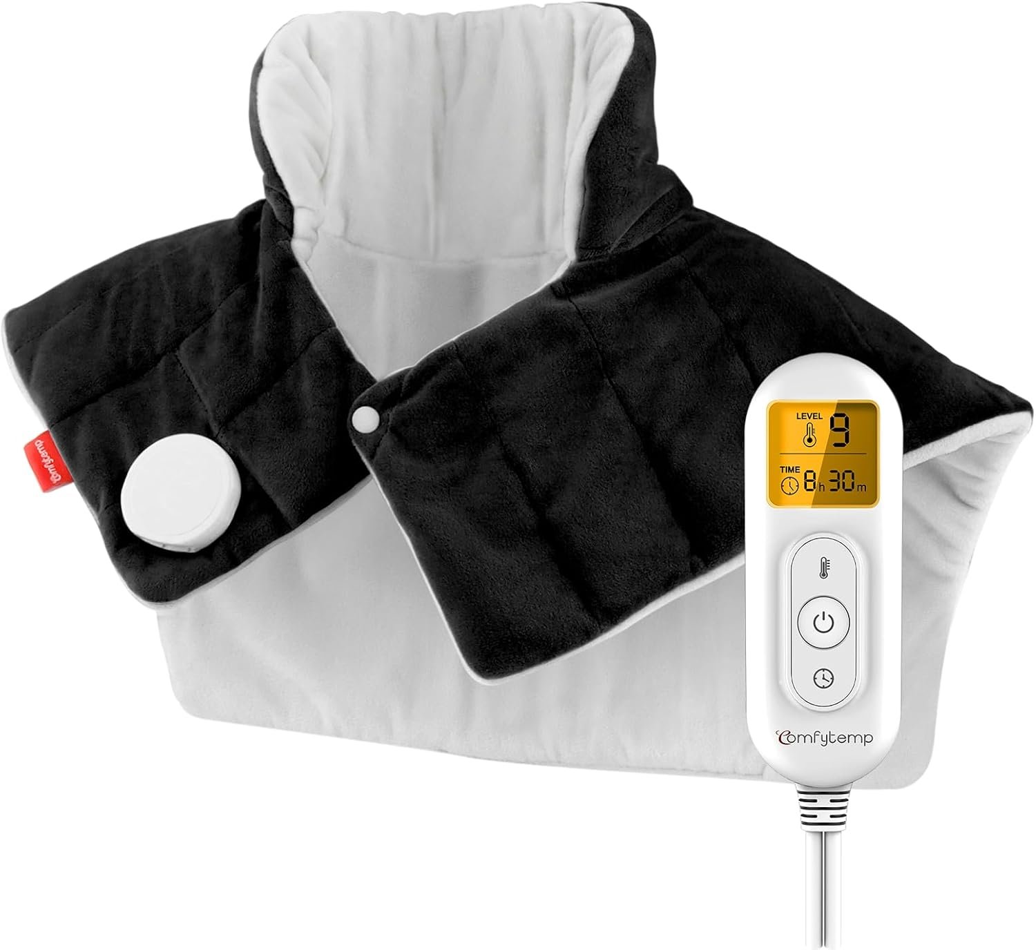 Comfytemp Heating Pad for Neck Shoulders Back, 2.6 Ib Weighted Heating Pad | Electric Large Heating Pad, FSA Eligible HSA, Birthday Gift for Women Men, 9 Heat Setting, 11 Timers, Machine Washable, Black