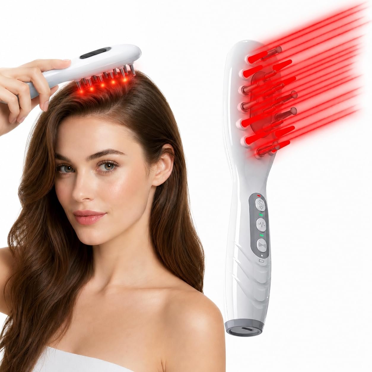LLLT Red Light Therapy for Hair, FDA Cleared Device, 650nm Red Light Therapy for Hair Growth, Laser Comb for Men and Women, Scalp Massager for Hair Loss Office Break or Dorm Room