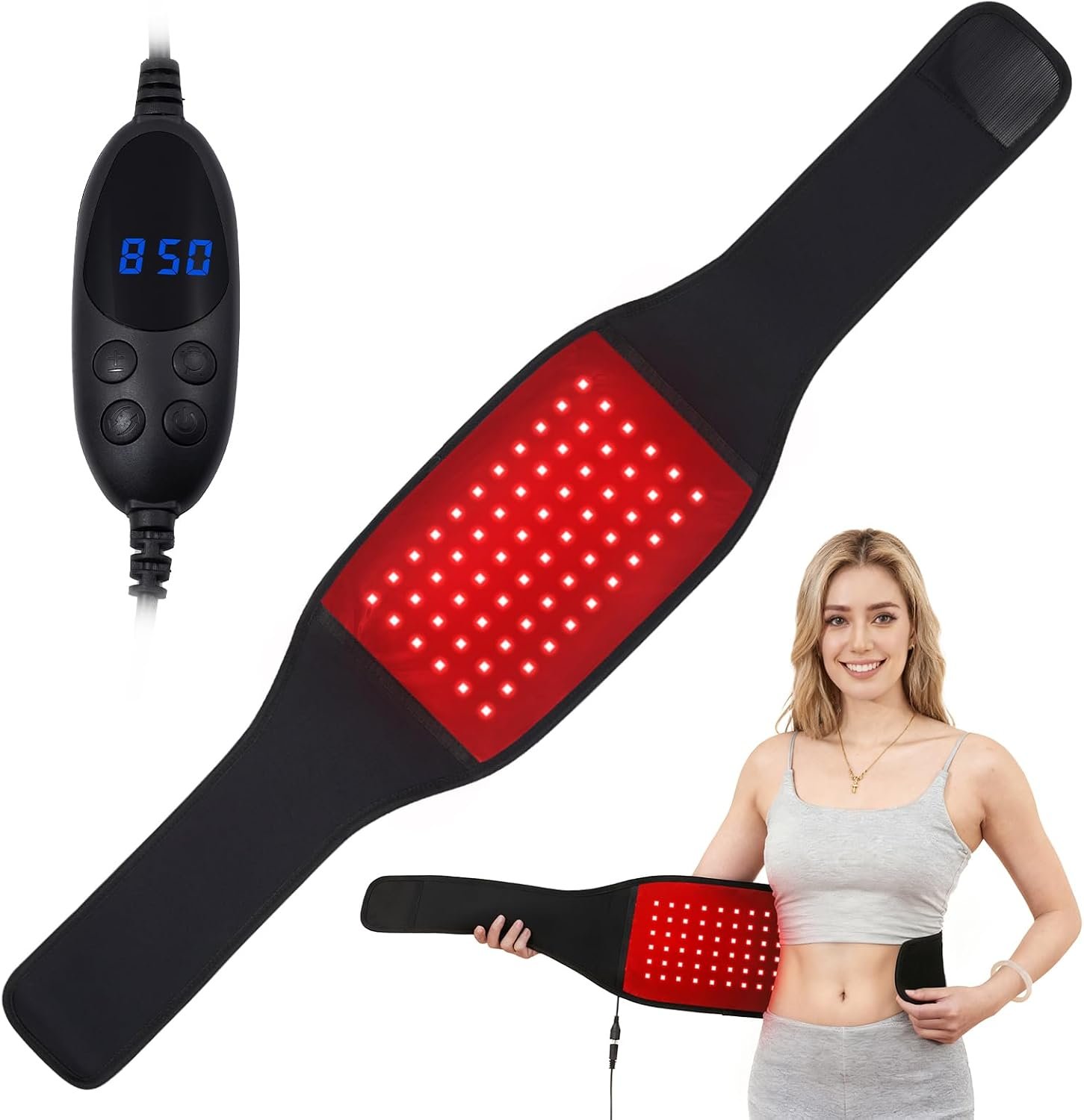 Red Light Therapy for Body, Gift for Women Men, Infrared Light Stomach Wrap, Redlight Therapy for Back Shoulder Waist, Infrared Red Light Therapy Belt, Firmly 3-in-1 LED Bead with Timer