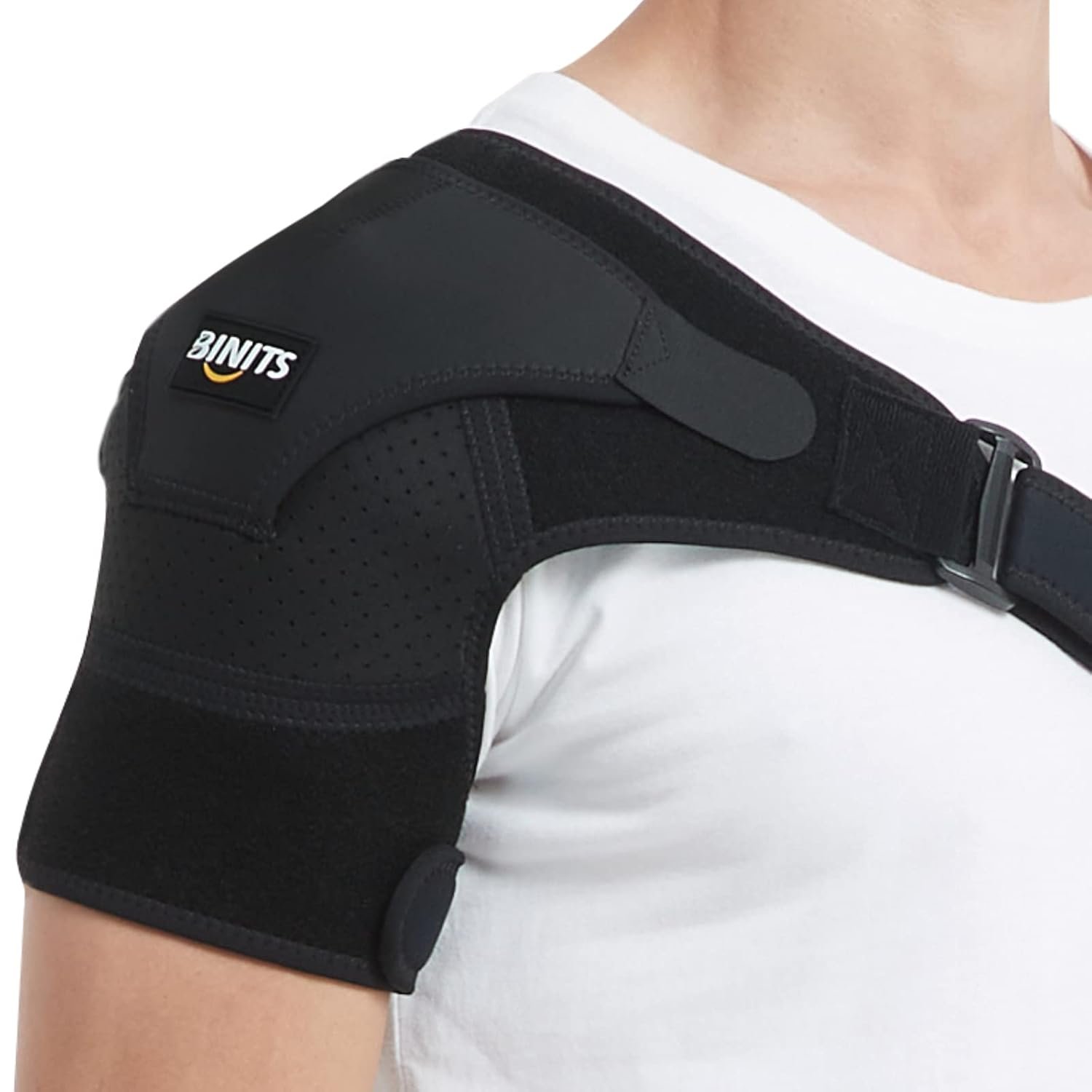 Shoulder Brace for Torn Rotator Cuff, Tendonitis, Shoulder Pain Relief, Dislocation, Adjustable Arm Sling Shoulder Support Fit Sleeve Wrap for Men & Women（Black L-XL）
