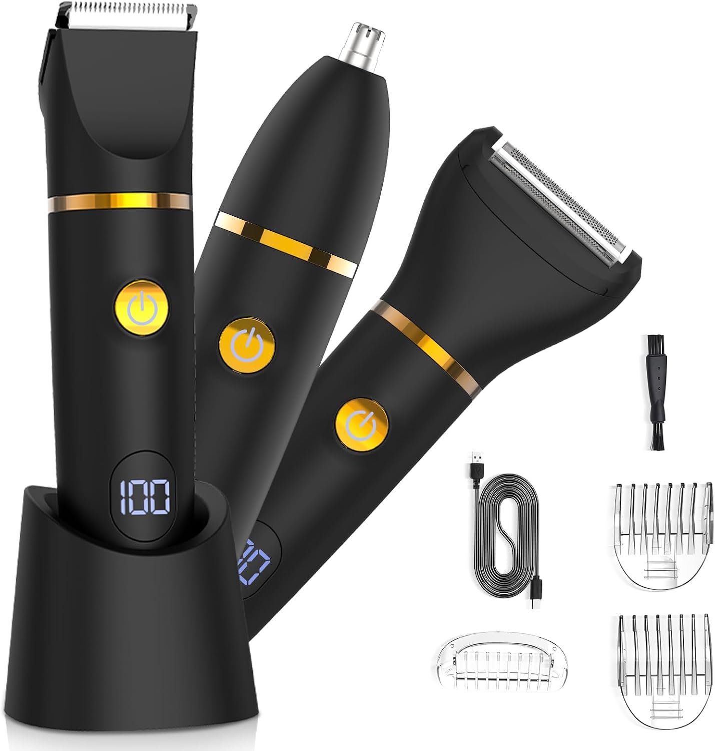 Zesuti Manscape Body Hair Trimmer for Men,3 in 1 Versatile Grooming Kit | IPX6 Waterproof Pubic Hair Trimmer,Electric Shaver for Groin,Face,Beard,Nose,Body Groomer with Ceramic Blades, Mens Gifts