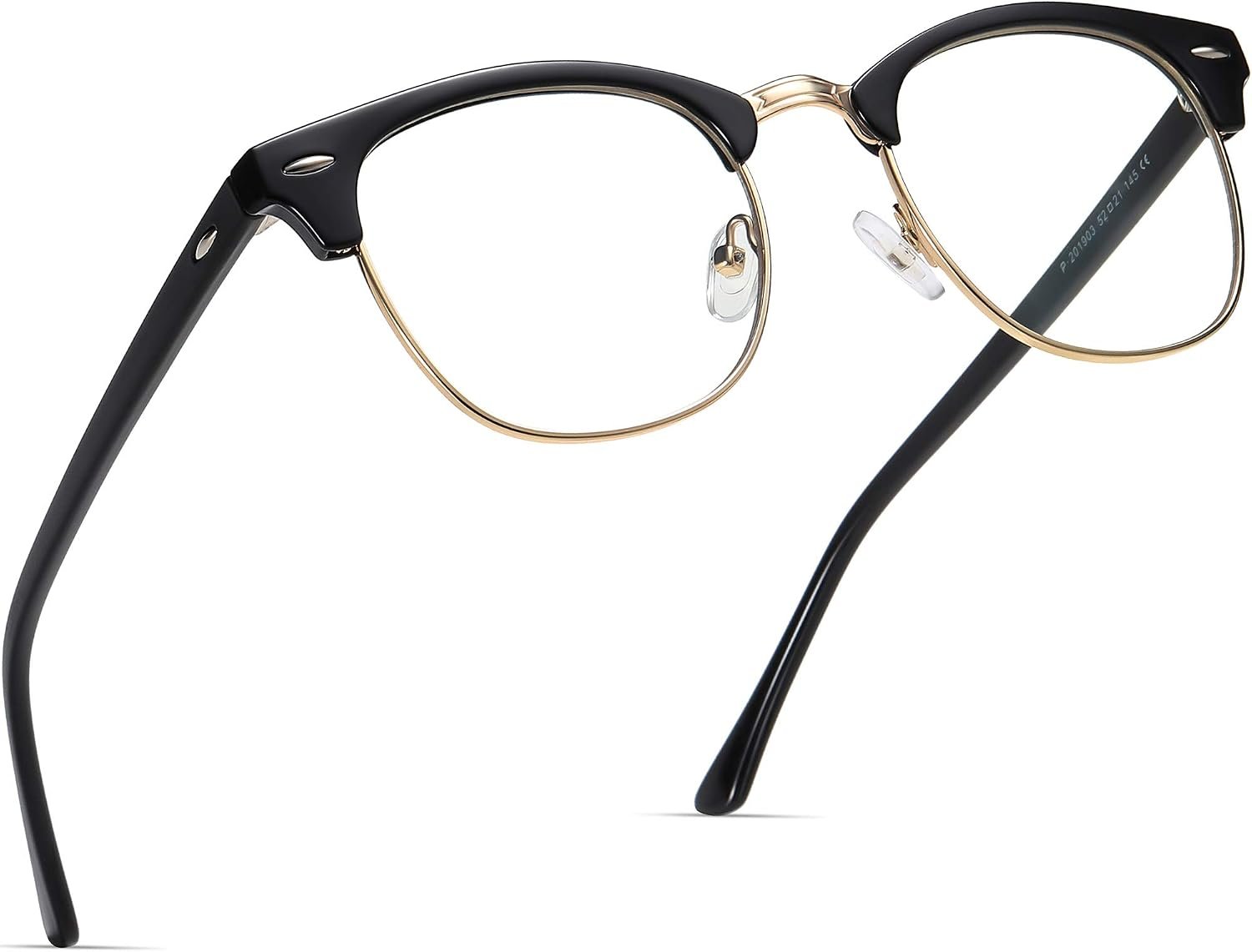 Blue Light Blocking Glasses Anti Eyestrain Computer Gaming Glasses | Vintage Half Frame UV Clear Lens for Women Men