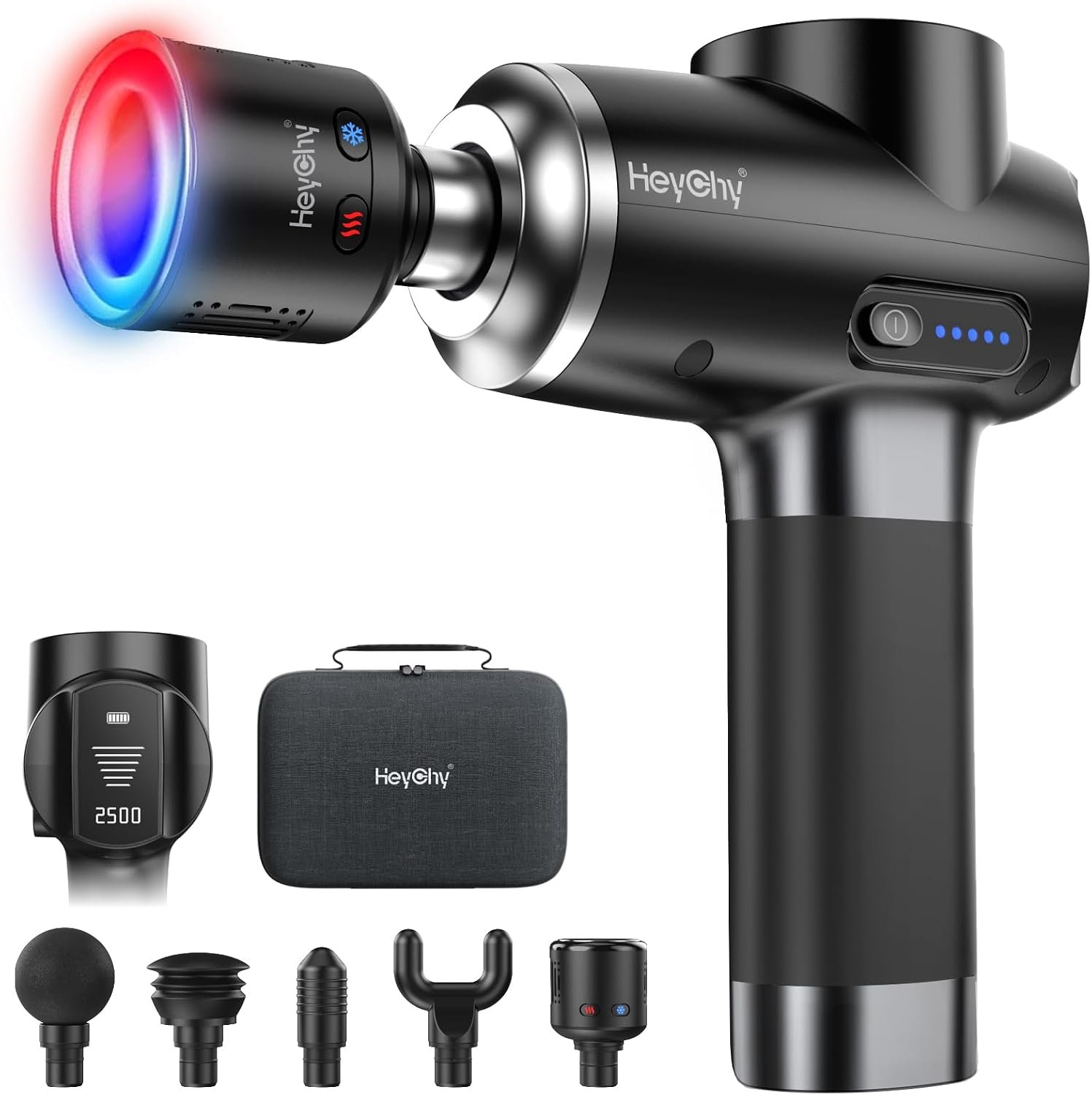 HEYCHY Massage Gun Deep Tissue with Heat and Cold, HSA Eligible12mm Amplitude Muscle Massager for Athletes, Men Women Back Neck Shoulder Recovery, Quite for Home Gym, FSA