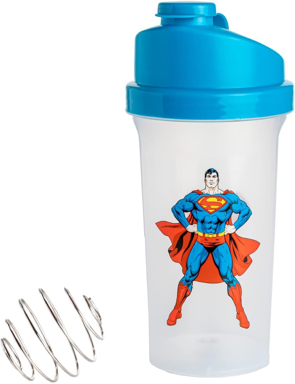 Paladone Superman Protein Shaker Bottle, 23 oz, DC Comics Blender Cup | Mixing Grid and Shaker Ball, Holds 700ml (23 fl oz)