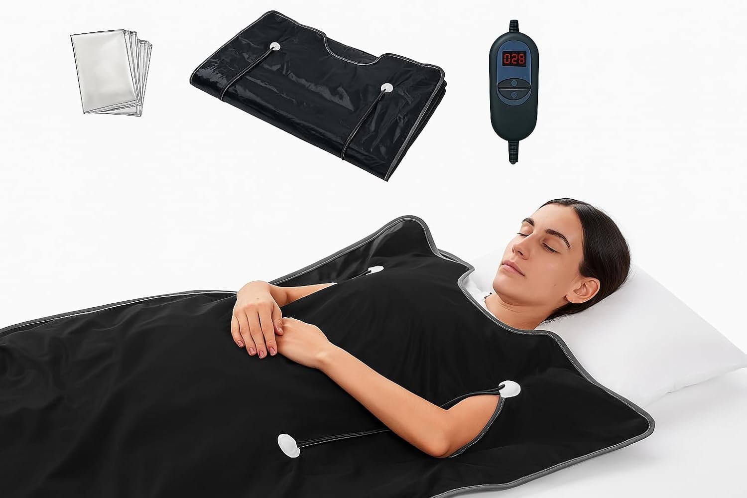 American Wellness Authority Infrared Sauna Blanket – Portable Sauna Blanket for Home Deep Sweat & Refresh with Adjustable Temp 95-176°F. 400W 70″ x 31″ 1, Oxford Fabric
