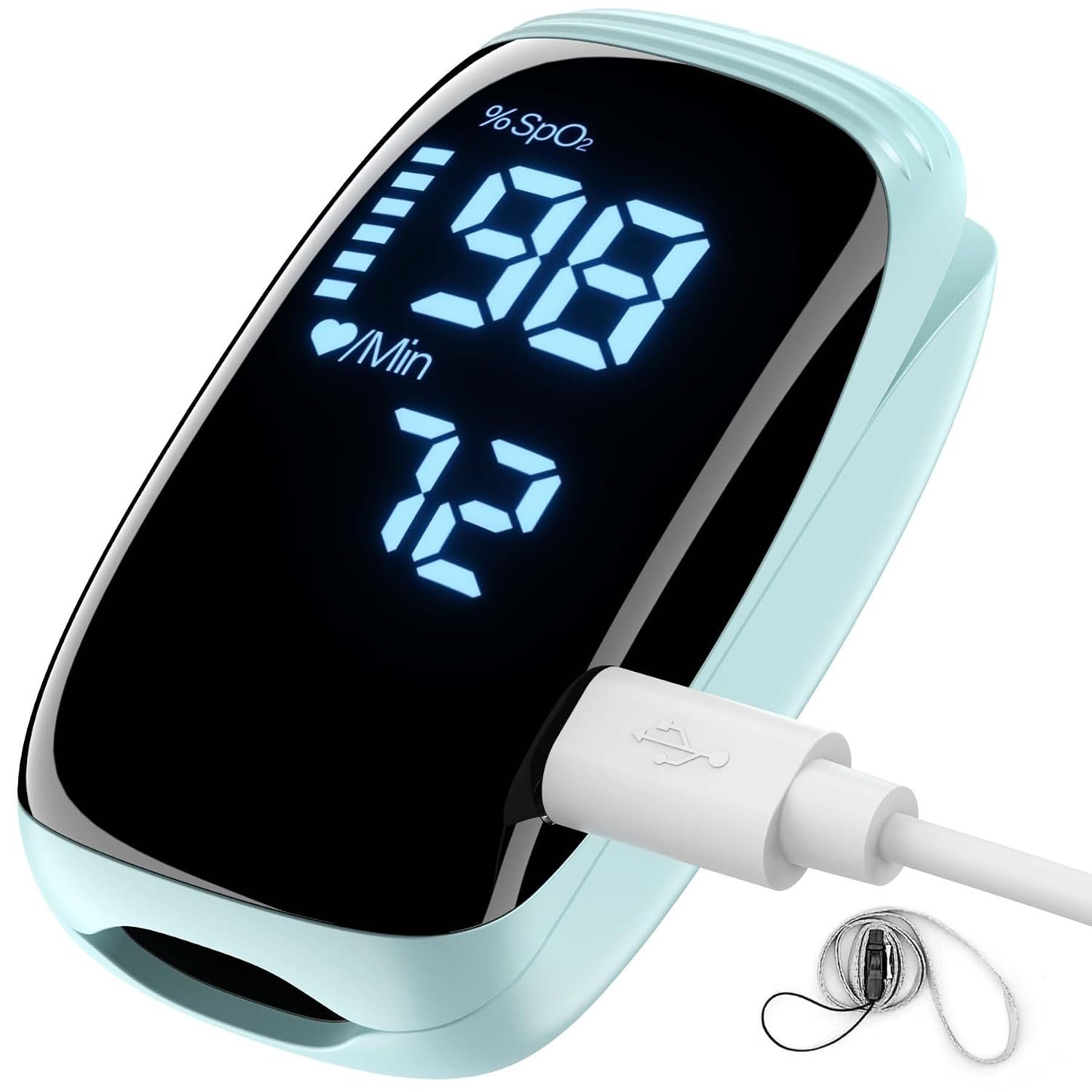 Finger Pulse Oximeter, Fingertip Blood Oxygen Saturation with Pulse Monitor Rechargeable, Accurate Spo2 Reading for Home, Outdoor Sports，Blue