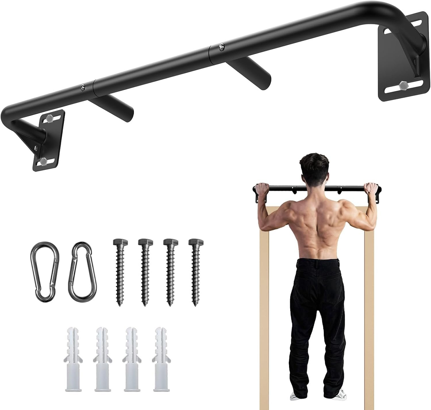 Fitarc Joist Mount Pull Up Bar, Wall Mount Pull Up Bar for Doorway | Home Gym Workout Equipment, Heavy Duty Steel Construction