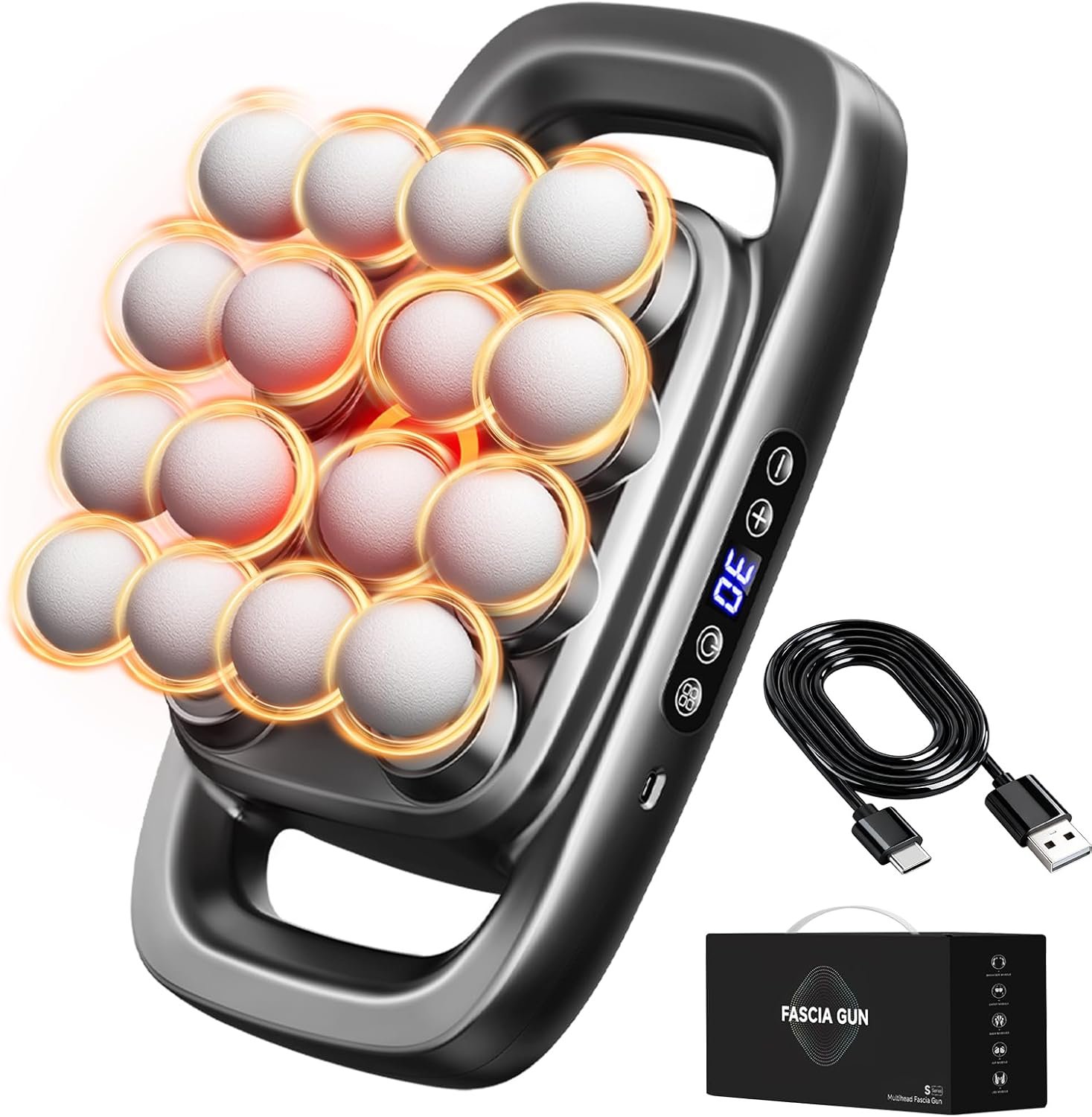 16 Head Massage Gun Deep Tissue, Gift for Husband 2026 Upgrade 48KG Force, 3 Modes & 30 Intensities, Quiet Portable with Dual Safety Protection for Neck Back Legs Waist Pain Relief
