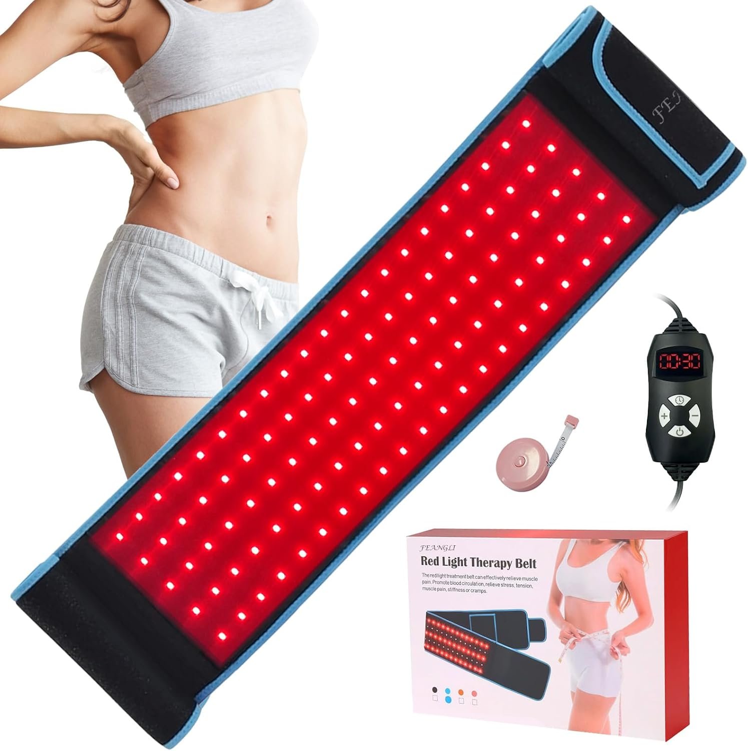 Red Light Therapy, Infrared Light Therapy for Body Waist Back Shoulder Leg Knee Muscle Relief, LED 3 Chips in 1 660nm 850nm Wearable Large Red Light Belt with Timer Remote, Ideal Gift for Women Men