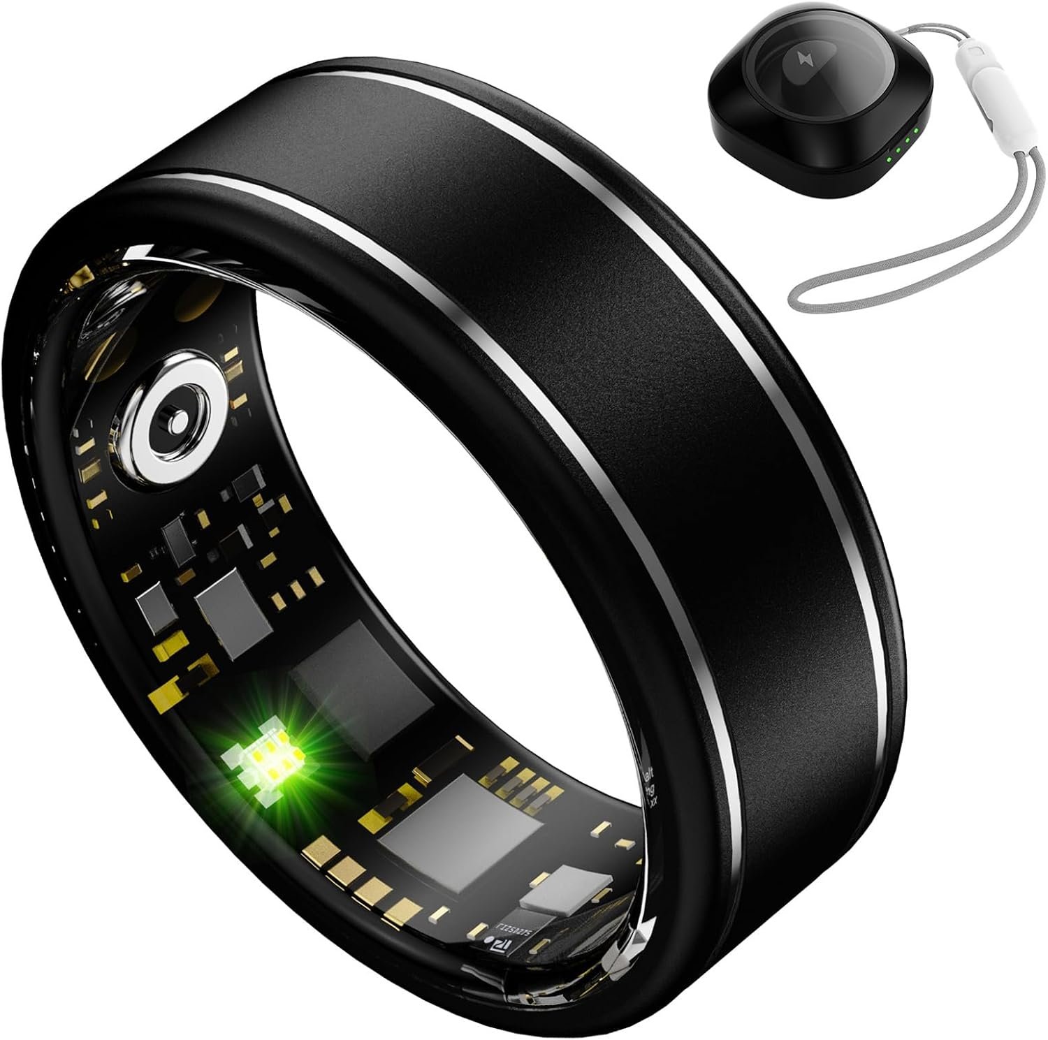 Smart Ring for Men Women – Fitness Tracker Ring with Heart Rate, SpO2, Blood Pressure, Sleep Monitoring, Step & Calorie Counter, No Subscription Fee, iOS & Android Compatible (Black, 12)