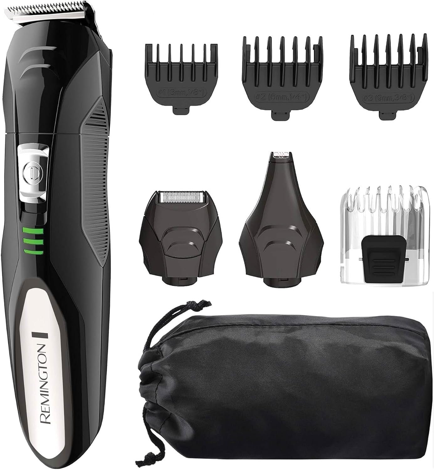 Remington All-in-One Grooming Kit, Lithium Powered, 8 Piece Set, Black