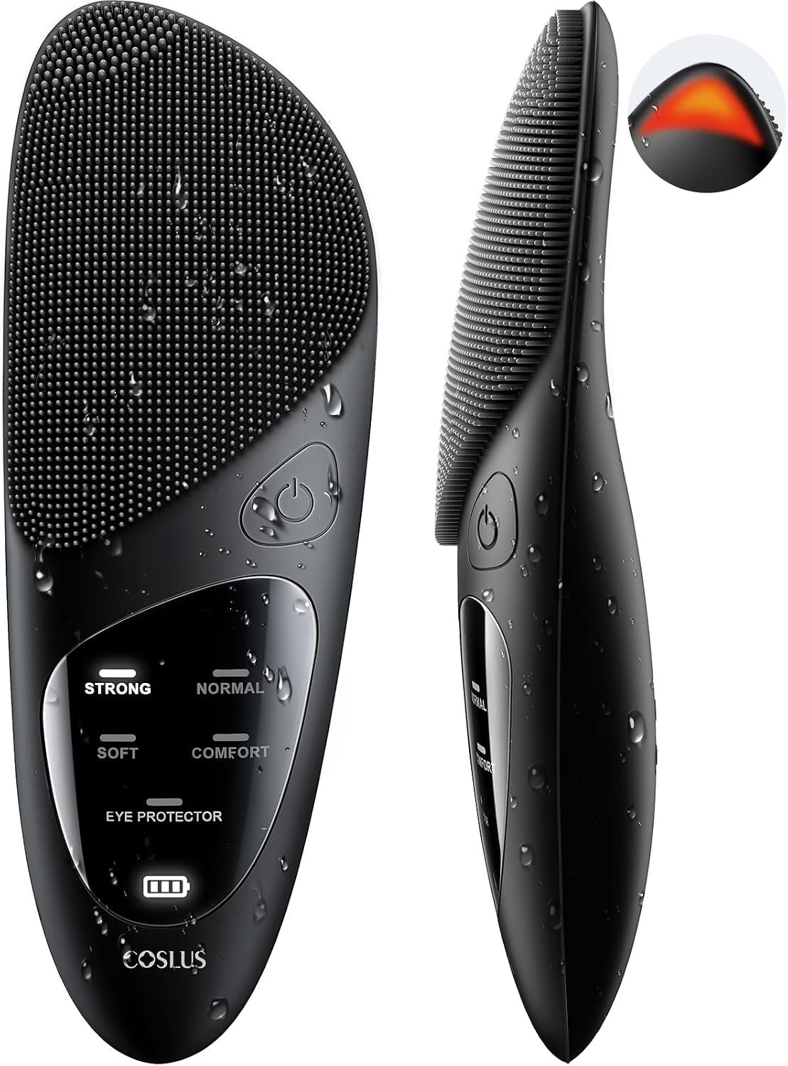 COSLUS JMY05 Silicone Face Scrubber Facial Cleansing Brush, Heat Eye Care | Electric Face Wash Brush with 4 Cleansing Modes for Exfoliating, Massaging, for Men Women, Portable, Waterproof, Black