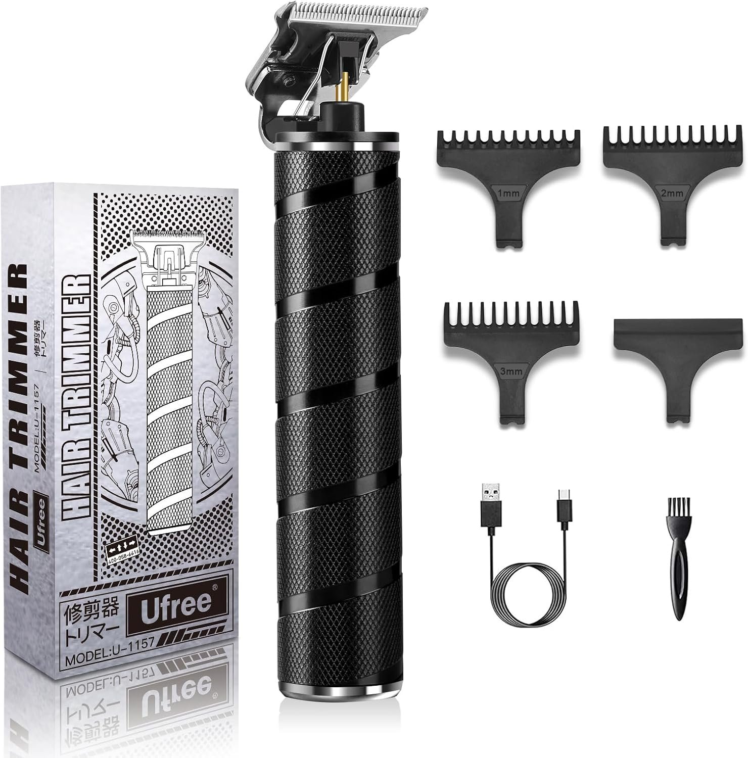 Ufree Mens Beard Trimmer, Zero Gapped T Blade Liners, Cordless Hair Clippers, Electric Razor Shavers for Men, Grooming Kit for Hair Cutting, Gifts for Men(Black)