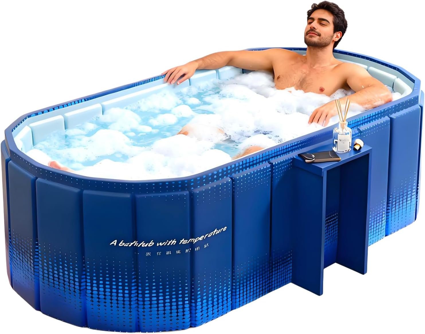 Portable Bathtub for Adult 59″ Large Collapsible Cold Plunge Bathtub Foldable No Installation Ice Bath Tub for Shower Stall, Bathroom Hot SPA Soaking Standing Tub