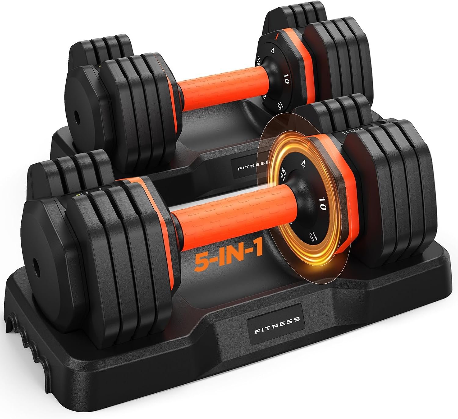 2026 FDB2 Updated Adjustable Dumbbell Set of 2, 5-in-1/10-in-1 Weights Dumbbell Set with Storage Box, 25lbs/55lbs Adjustable Weights with Anti-slip Silicone Grip, Weight Set For Home Gym Suit both Men and Women