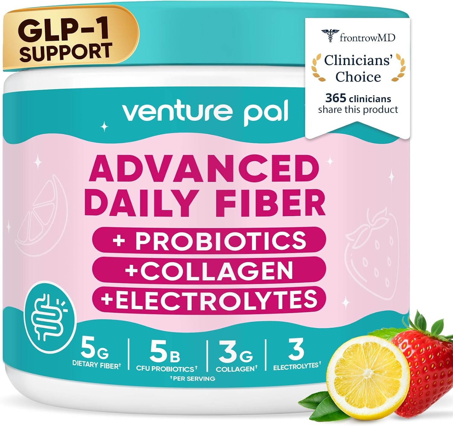6-in-1 Advanced Daily Prebiotic Fiber Supplement Powder | Sugar Free, GLP-1 Friendly Fiber Powder with Probiotics, Electrolytes & Collagen, Gut & Digestive Health for Women & Men