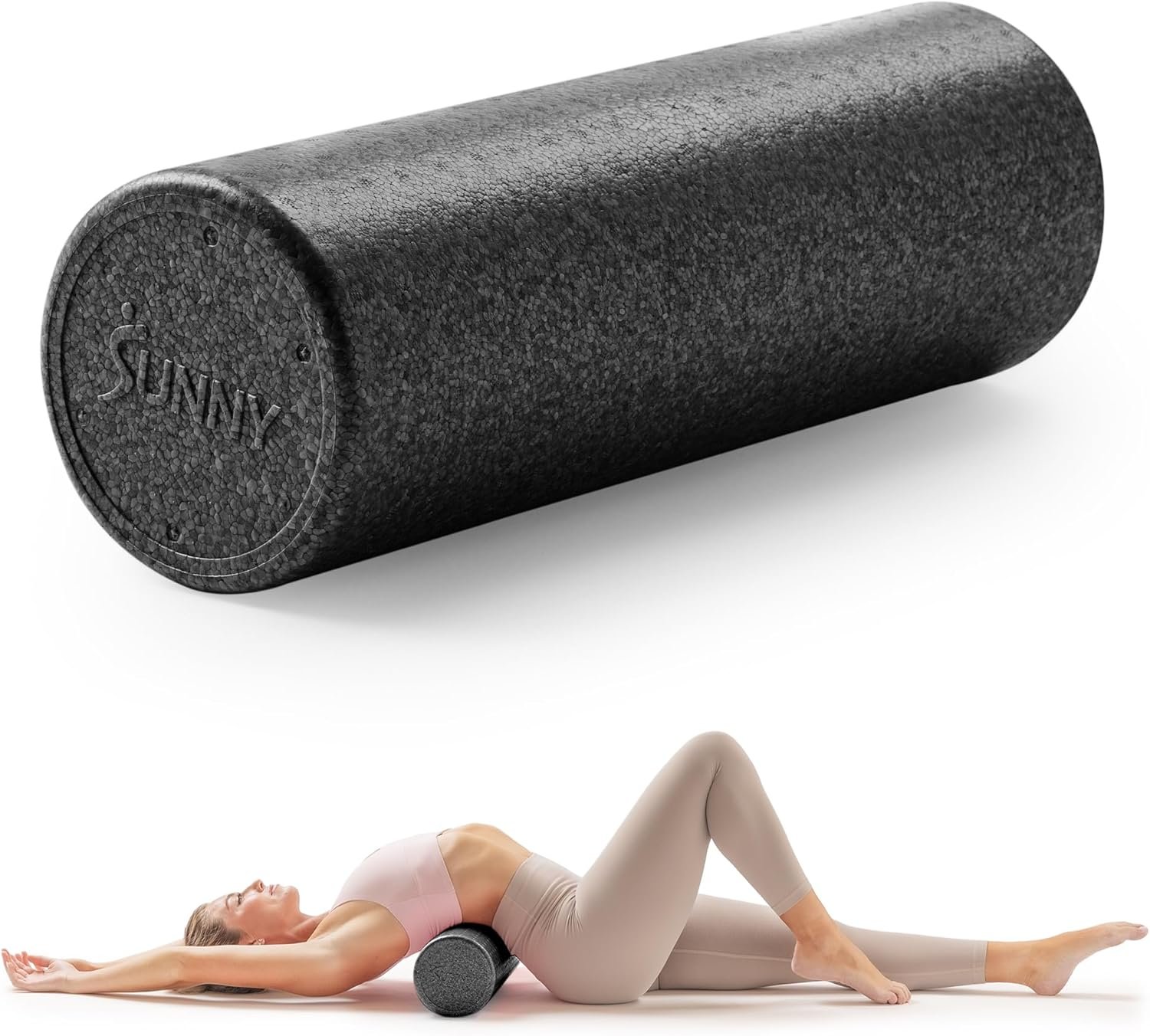 Sunny Health & Fitness 12″ Black High-Density Yoga Foam Roller | Muscle Relief, Physical Therapy, Post-Workout Recovery, Improved Flexibility, Home, Gym, Rehab Use, Full-Body Use