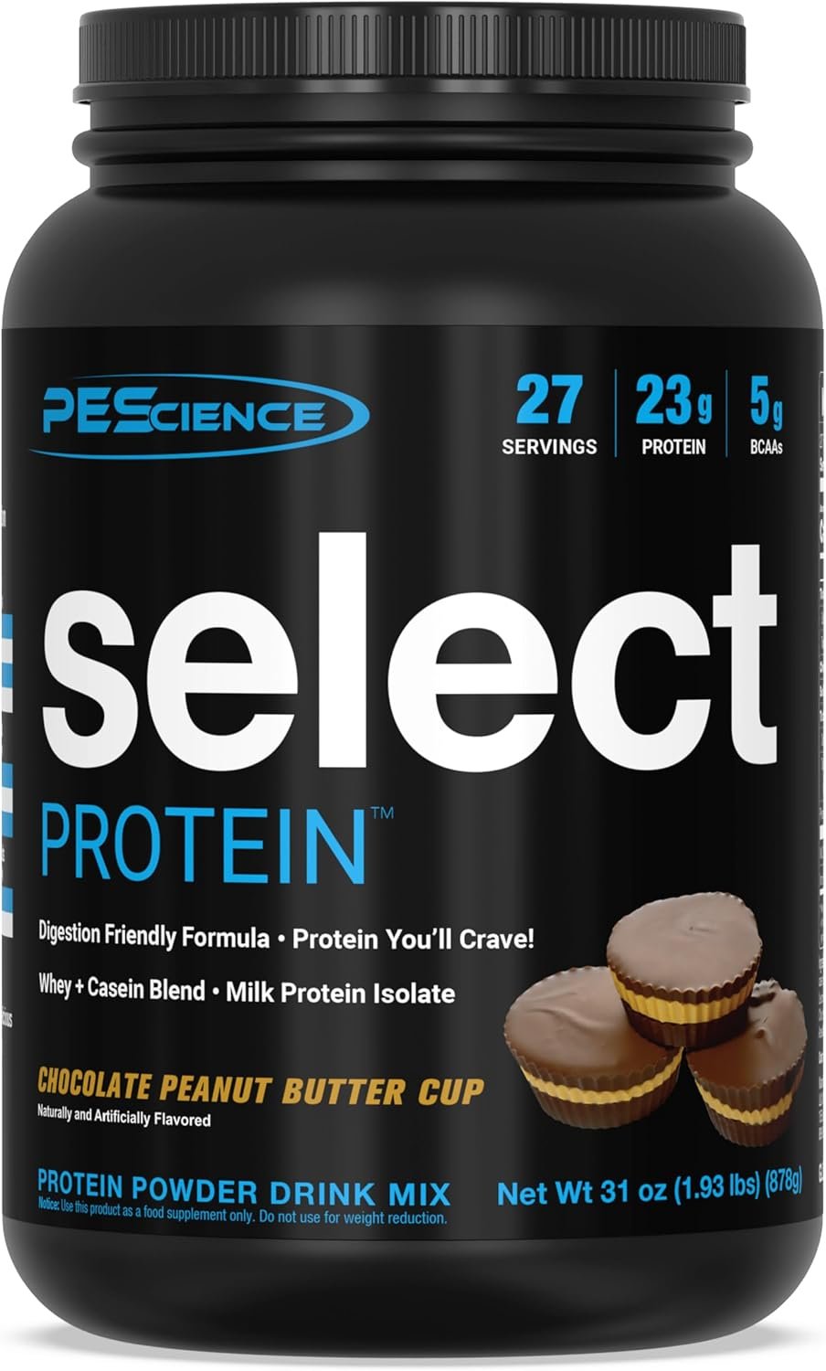 PEScience Select Protein Powder, Whey and Casein Blend, Lean Protein Powder for Women and Men, Low Calorie, Low Carb, Keto Friendly, Gluten Free, Chocolate Peanut Butter Cup – 27 Servings