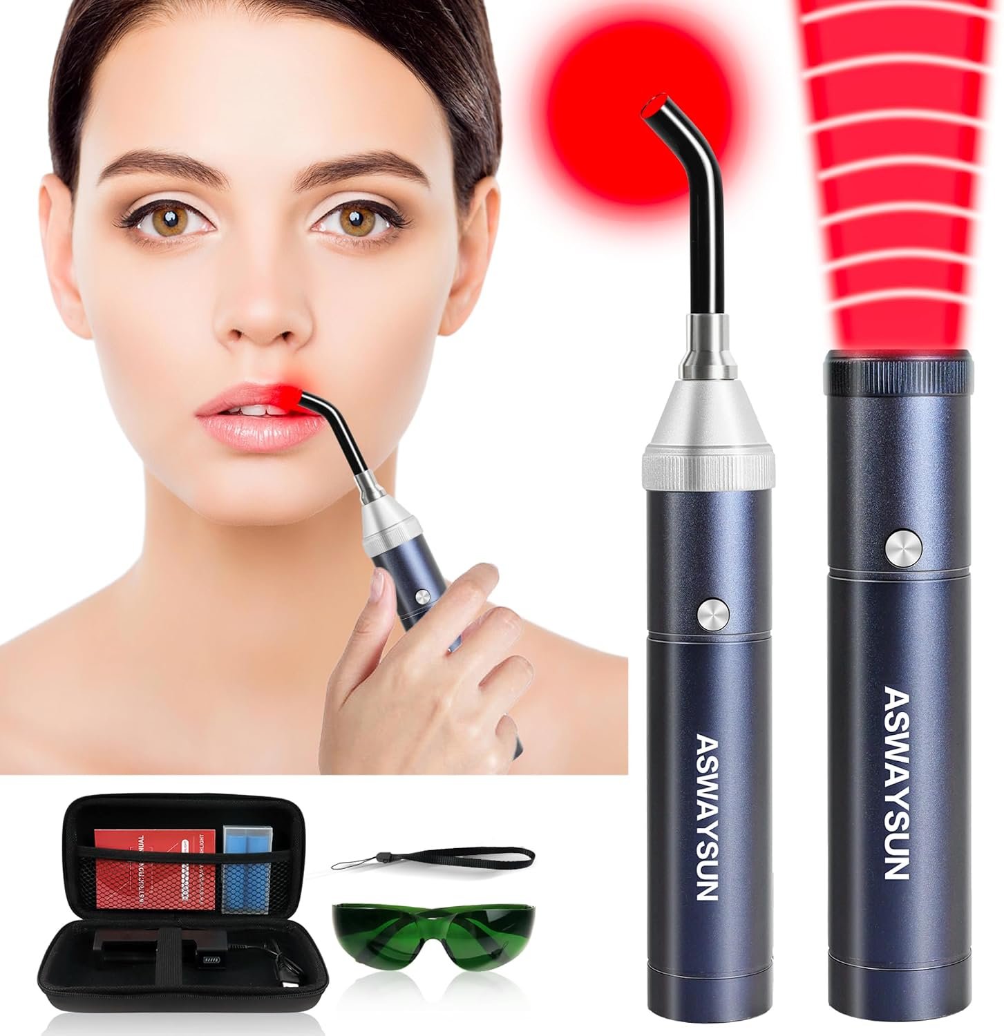 Infrared Red Light Device for Joints & Muscles, 460:630:660:850:900nm Cold Sore, Portable Near Infrared Wand for Face & Body Mouth Nose Effective 2 in 1 Modes