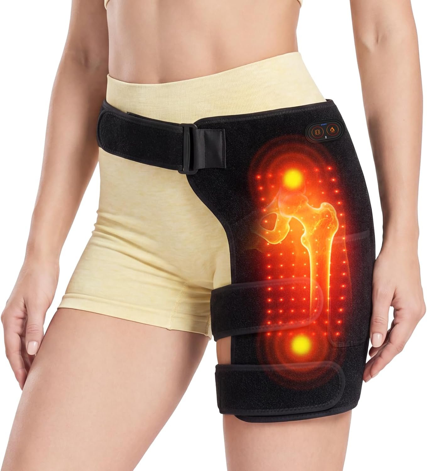 3-in-1 Heated Massage for Hip & Sciatica Pain Relief Devices, Hip Heating Pad with with Vibration, Rechargeable 5000mAh Hip Massage for Lower Back, Thigh & Buttocks, Hip Brace Support for Men & Women