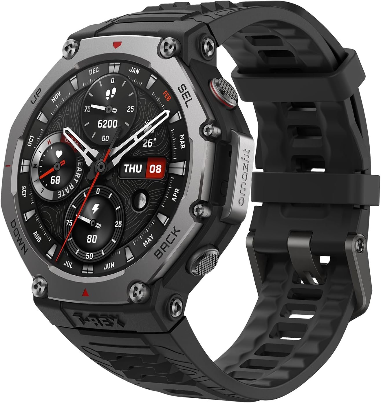 Amazfit T-Rex 3, Smart Watch, 1.5″ AMOLED Display, GPS, iOS/Android | 48mm, 27-Day Battery, Water-Resistant, Rugged/Military Style, Offline Maps, 170 Fitness/Sport Modes, AI, Voice Control