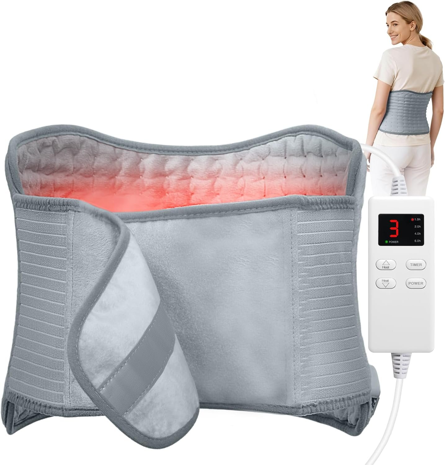 Heating Pad for Period Cramps, Electric Heat Pad with 6 Heat Levels and 4 Times Settings, Moist Heating Pad for Back Pain Relief, Neck, Shoulder, Abdomen, Birthday Gifts for Women and Men
