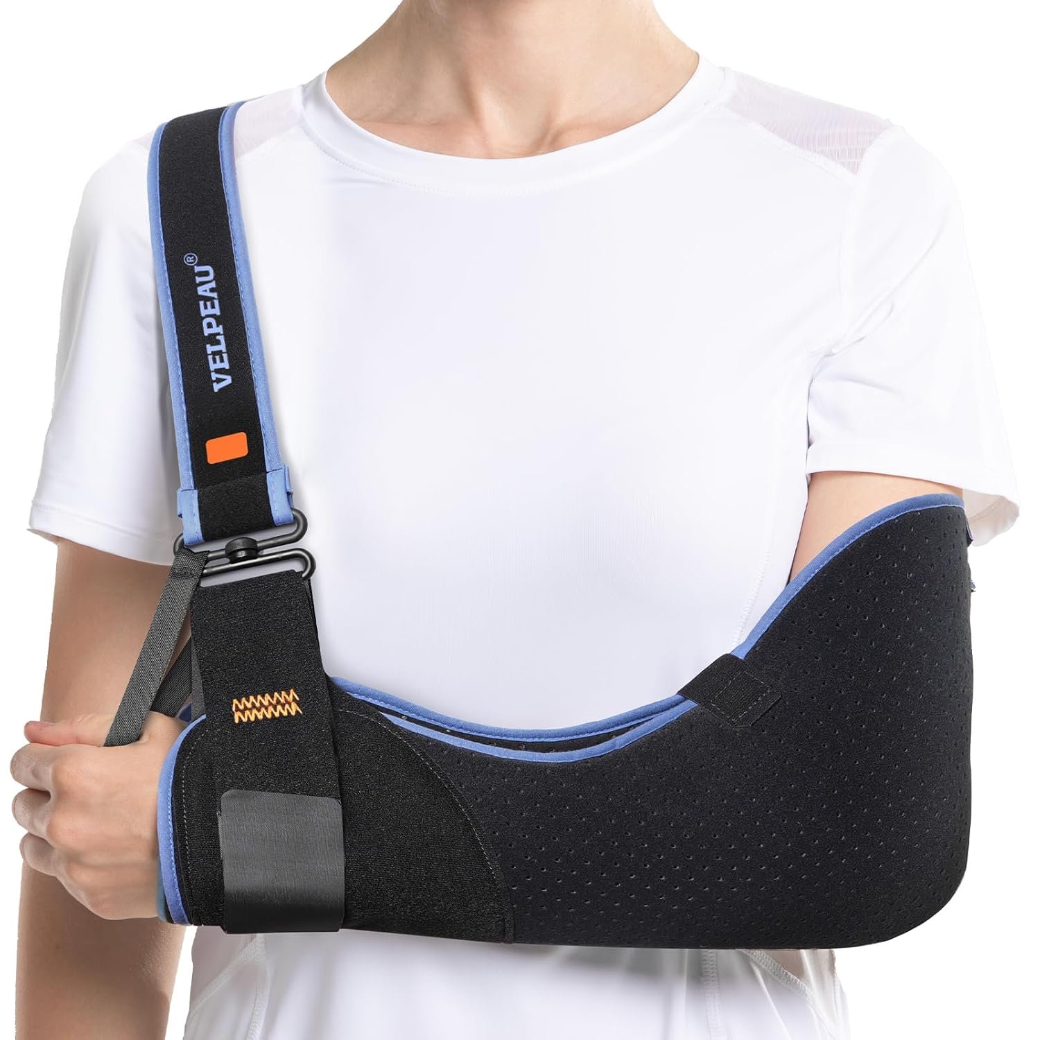 Velpeau Arm Sling Shoulder Immobilizer for Women and Men, fit Left or Right Arm – Rotator Cuff Support Brace – Medical Sling for Shoulder, Clavicle, Elbow Injury (Comfort type, Large: Bust 33.5″-41″)