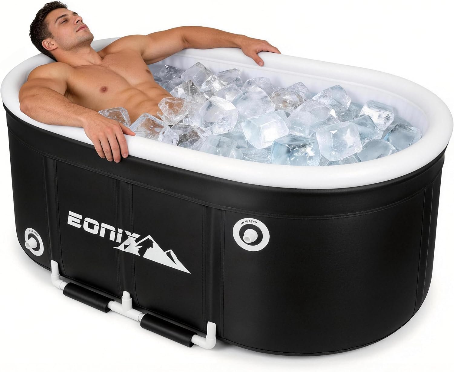 Upgrade 123 Gal Large Oval Ice Bath Tub for Athletes- Portable Bathtub,Foldable Multi-Layered,Bathtubs with Cover Cold Plunge Tub for Athletes, Home Gym, Outdoor Recovery Use
