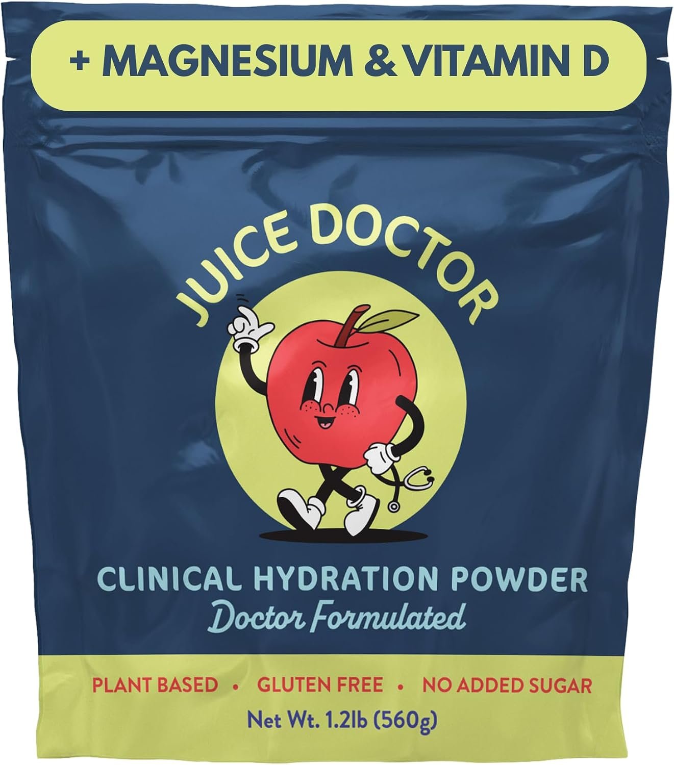 Hydration Powder Made with Apple Juice Powder, Magnesium Citrate, Vitamin D Family Friendly Electrolyte Powder Drink Mix for Men, Women, and Children, by Juice Doctor, 1.2lb (560g / 28 Servings)