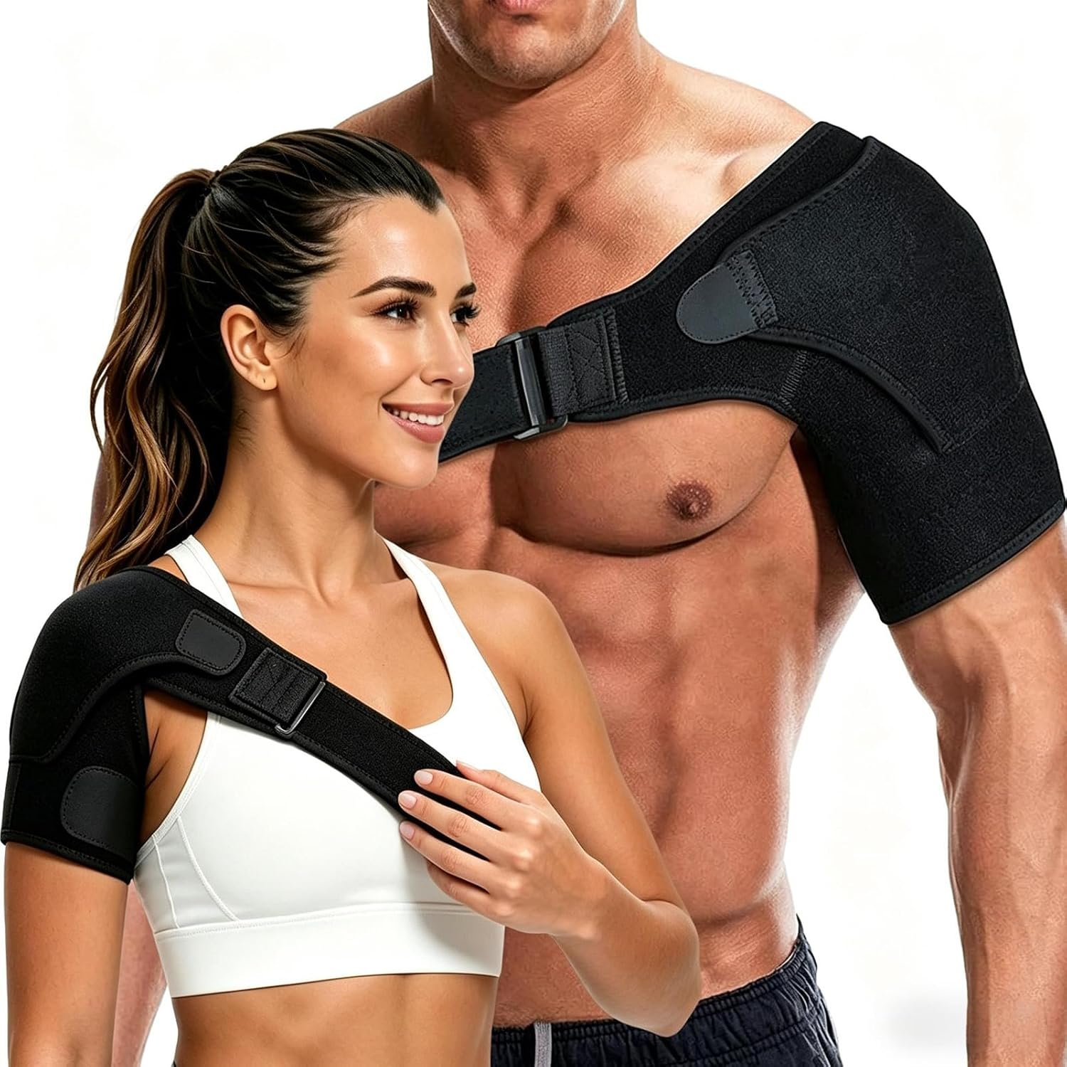 Shoulder Brace for Men and Women for Torn Rotator Cuff,Arm Sling Shoulder Immobilizer,Shoulders Compression Sleeve and Support For Pain Relief(Black)