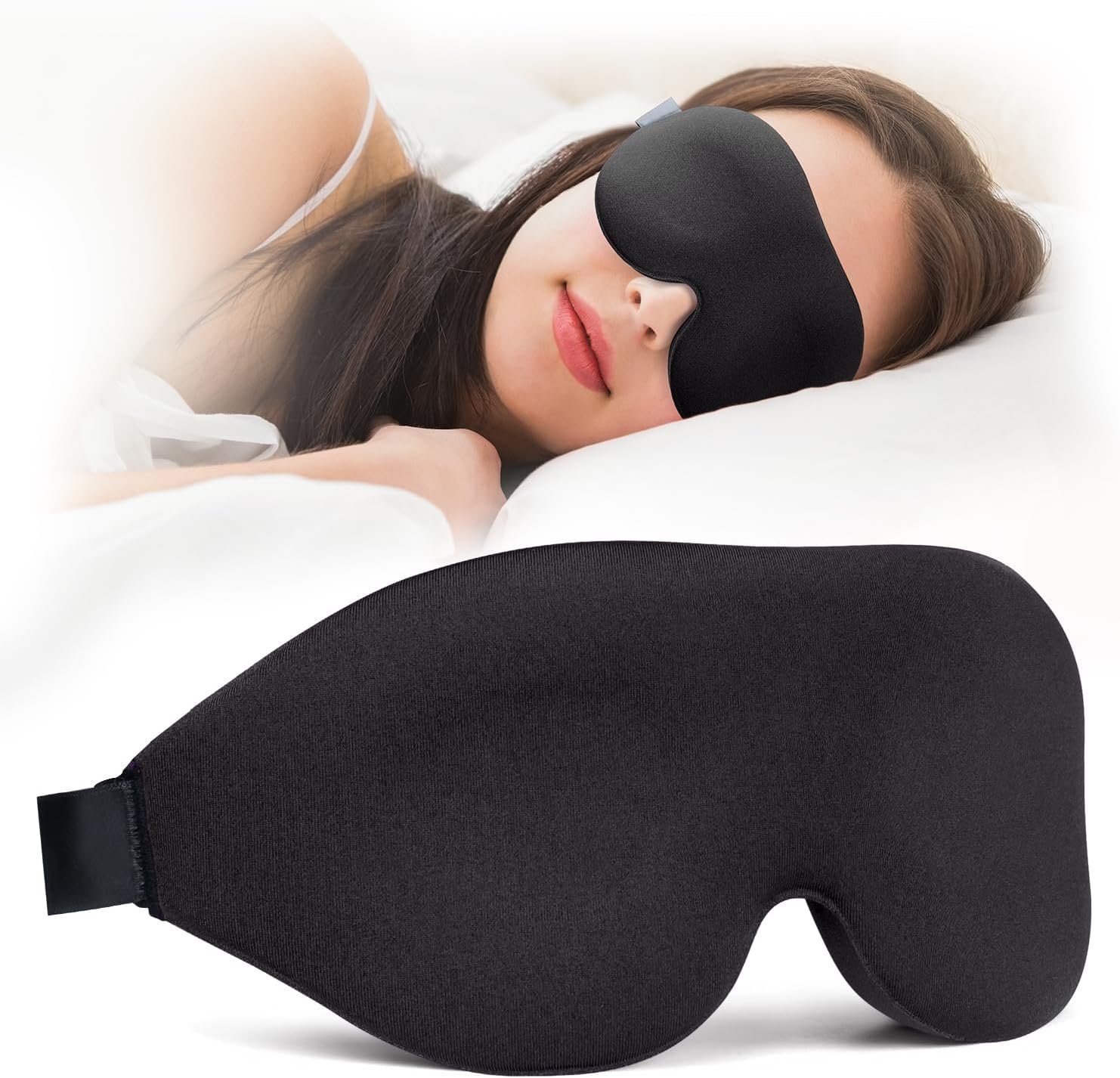 NEWVANGA Sleep Mask for Back and Side Sleeper, Travel Eye Cover, Black | Block Out Light, 3D Night Blindfold, Zero Pressure Breathable, Lightweight Sleeping Eye Mask, Flight Naps shift Work Yoga