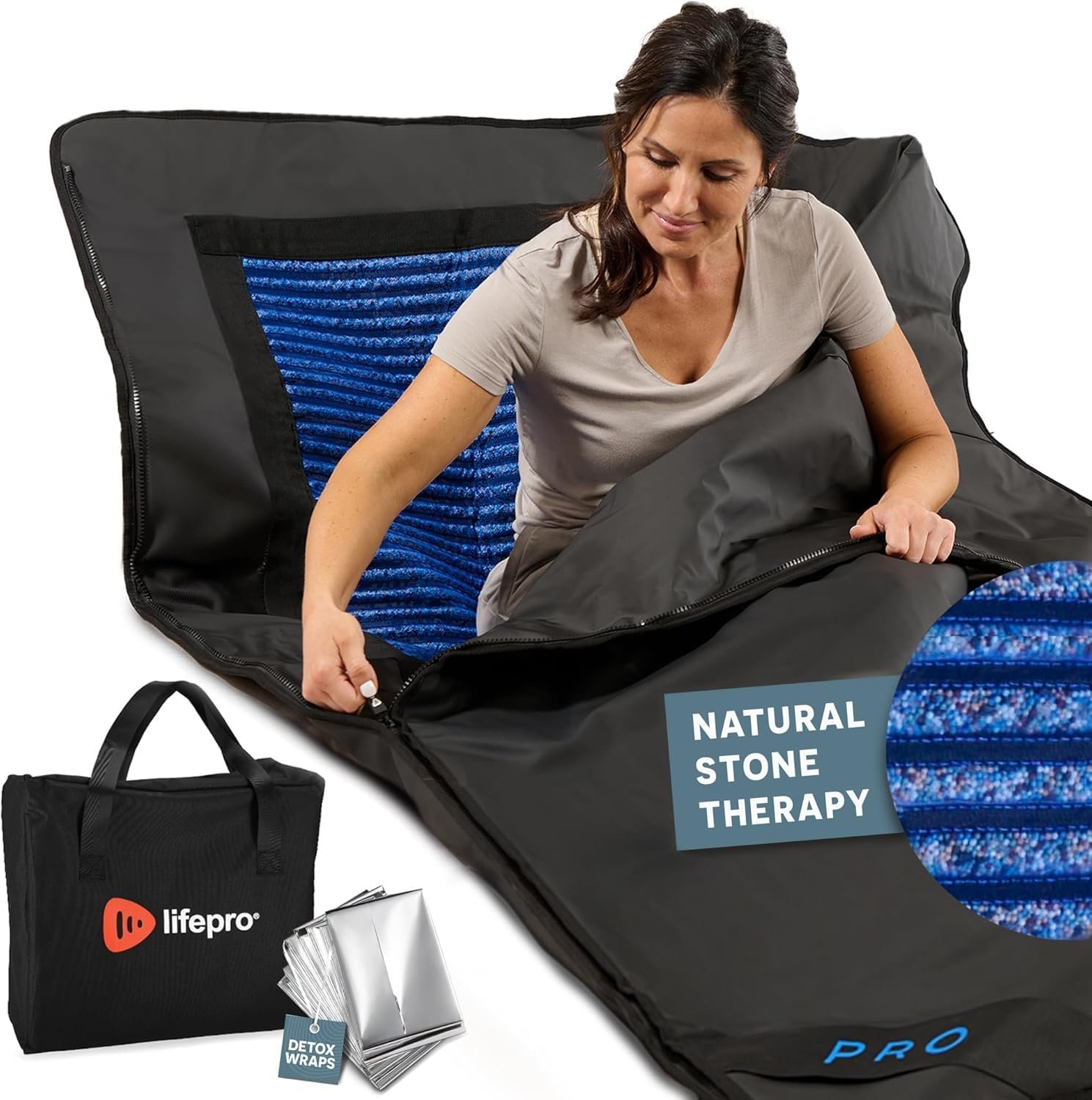 Lifepro RejuvaWrap Infrared Sauna Blanket — Portable Sauna Bag with 9 Temp Levels Low EMF Far Infrared Heating — At Home Full Body Rejuvenation & Relaxation
