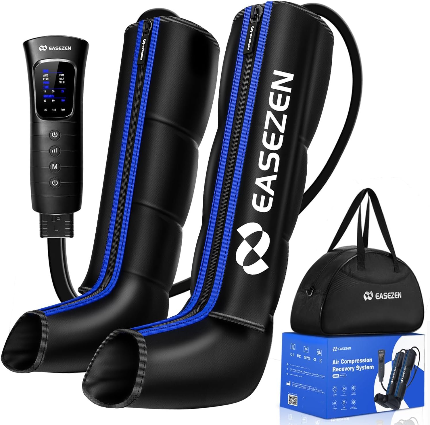EaseZen Leg Compression Massager for Circulation and Pain Relief, Leg Recovery Compression System for Fast Recovery of Foot, Calf and Thigh, Relieve Edema, Reduce Muscle Fatigue