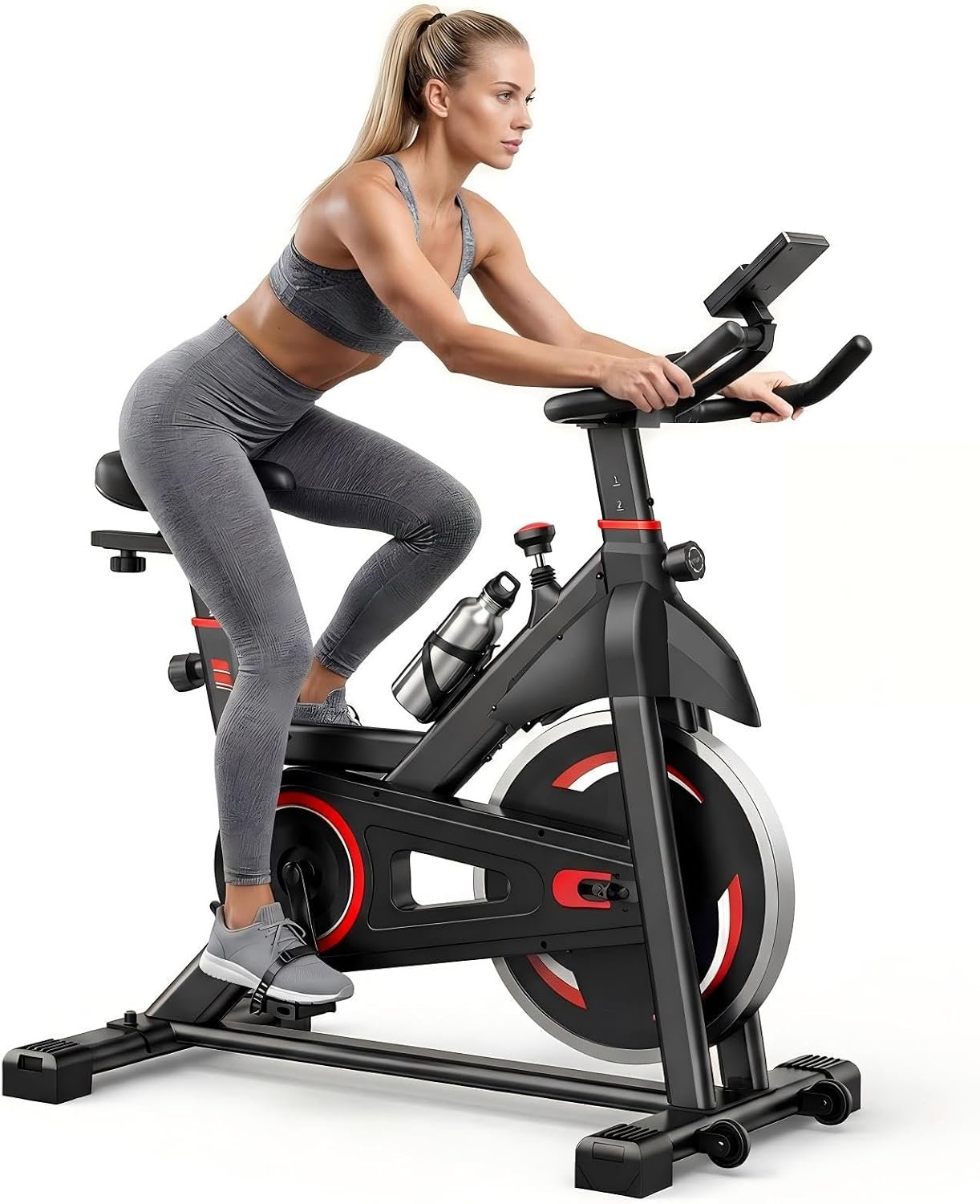 NEWBULIG Exercise Bike with APP, Stationary Bikes for Home, Workout Bike for Adults & Seniors, Cycle Machine, Adjustable Height and Resistance, Low Noise, 265lbs Weight Capacity, Easy Assembly