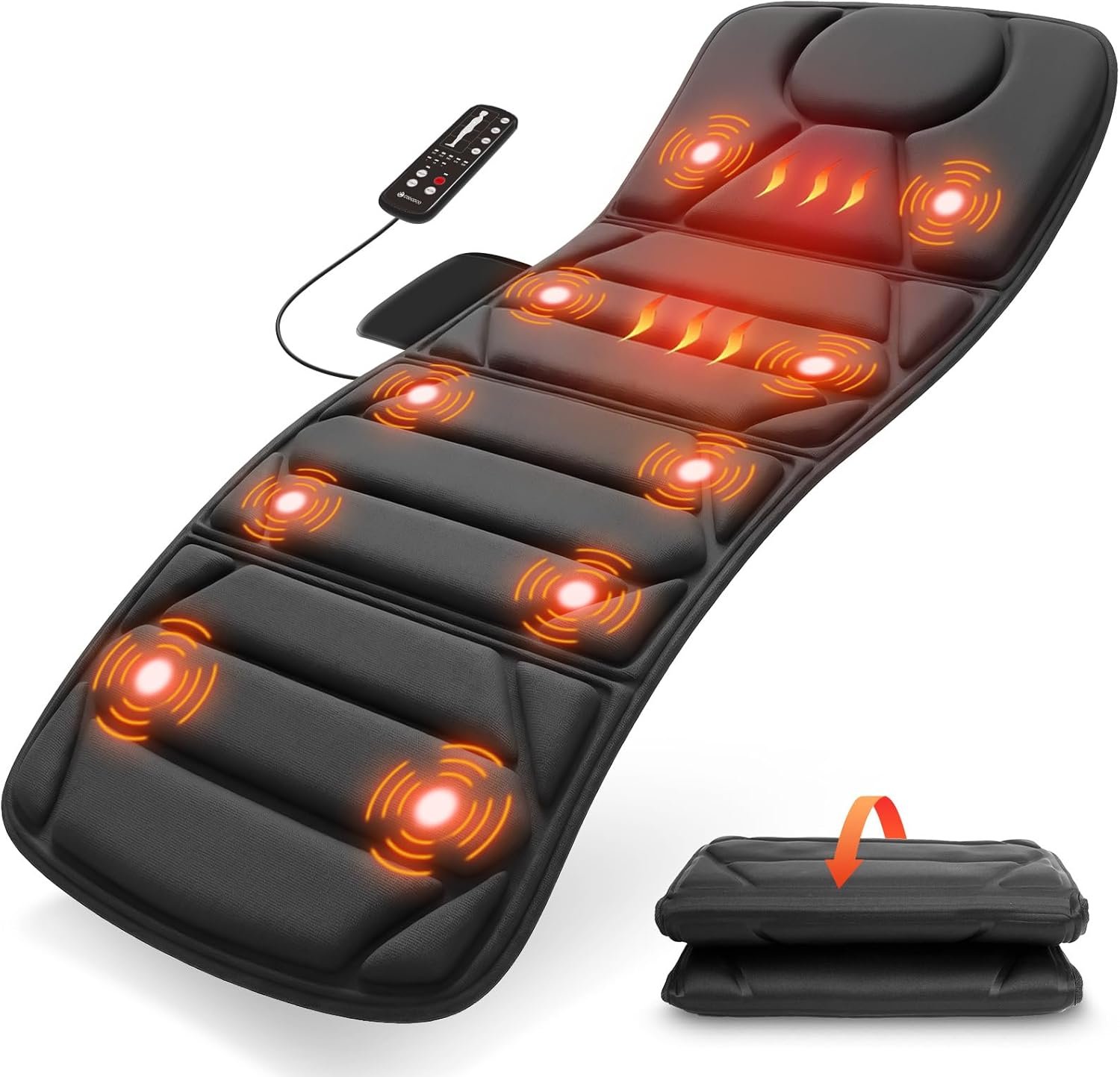 Full Body Massage Mat with Heat, 10 Motors Vibration Massage | Full Body Massager For Bed And Sofa, Back Massager, Gift for Dad Mom Men Women