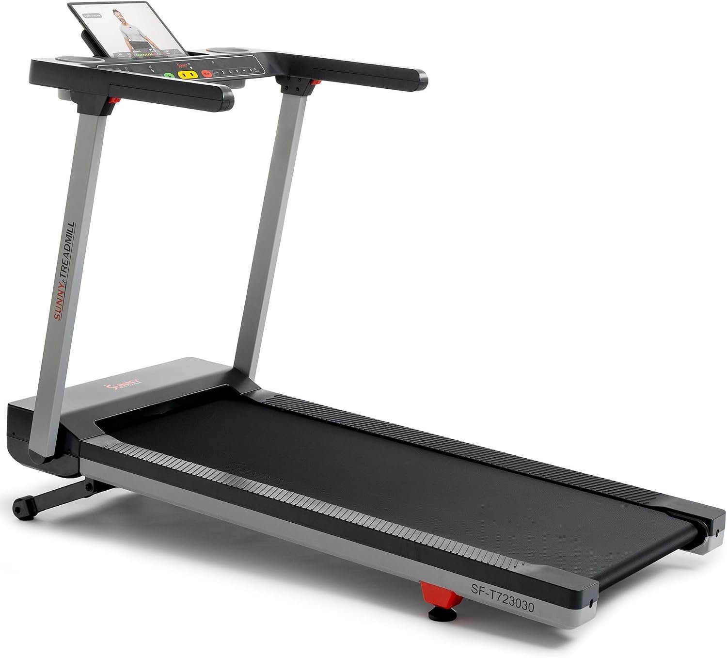 Sunny Health & Fitness Fully Assembled OneClick-Fold 20″ Smart Treadmill with Auto Incline & SunnyFit App