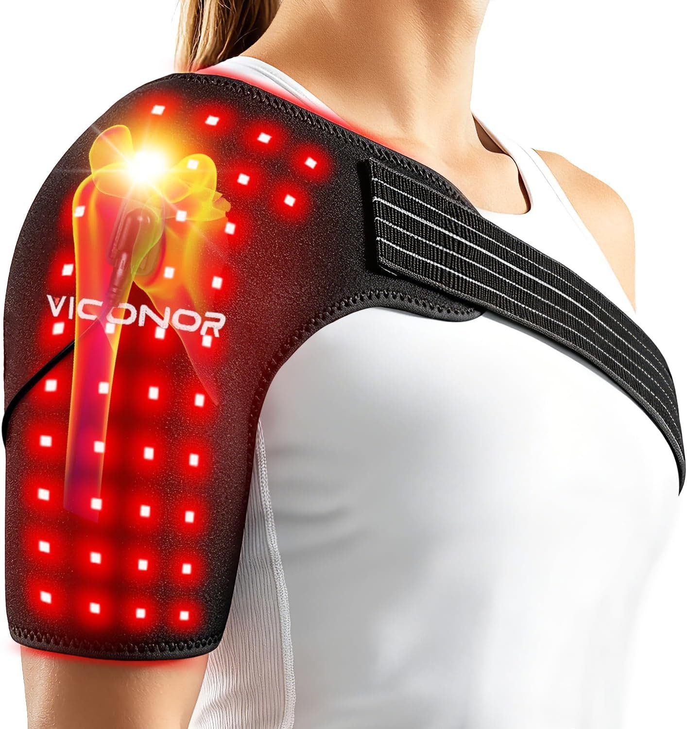 Viconor Red Light Therapy for Shoulder Pain Relief, Infrared Light Therapy for Body, Improve Joint Muscle, 660nm & 850nm Red Light Shoulder Wrap, Black1